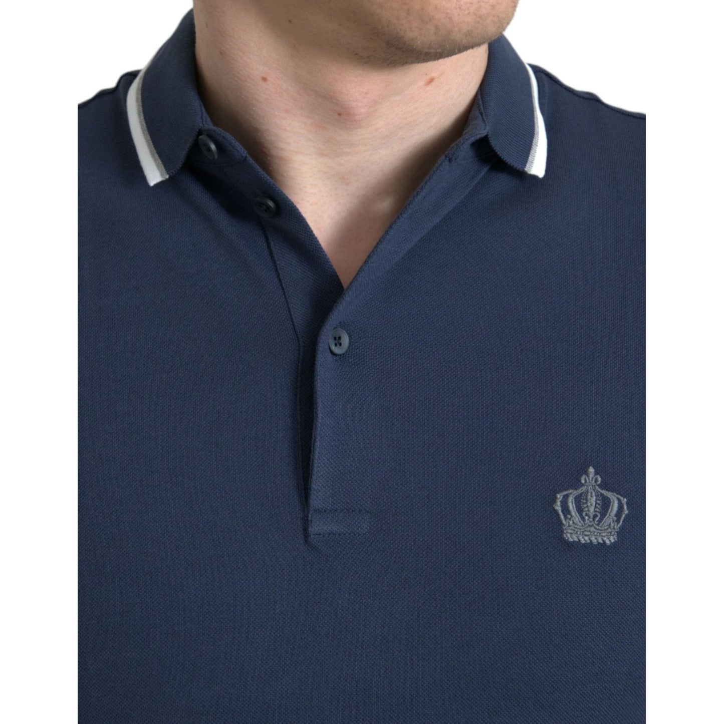Dolce & Gabbana Elegant Crown Embroidered Polo T-Shirt Dolce & Gabbana Dark Slate Gray