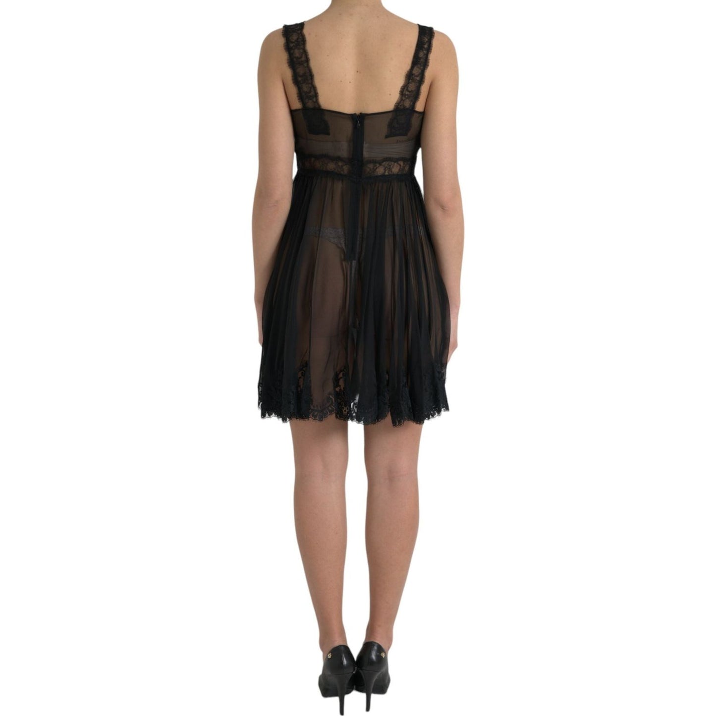 Dolce & Gabbana Elegant Chiffon Silk Blend Mini Dress Dolce & Gabbana Dark Slate Gray