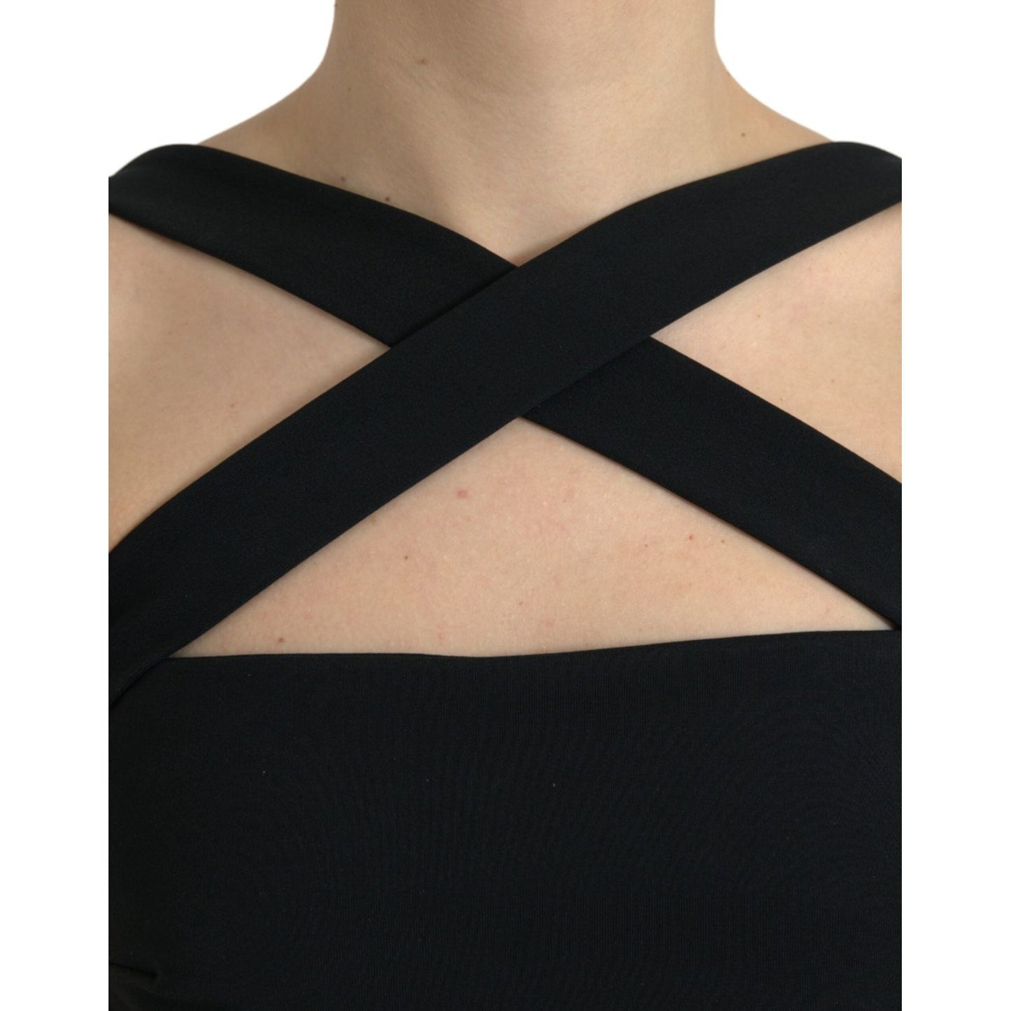 Dolce & Gabbana Elegant Black Sheath Halter Midi Dress Dolce & Gabbana Tan