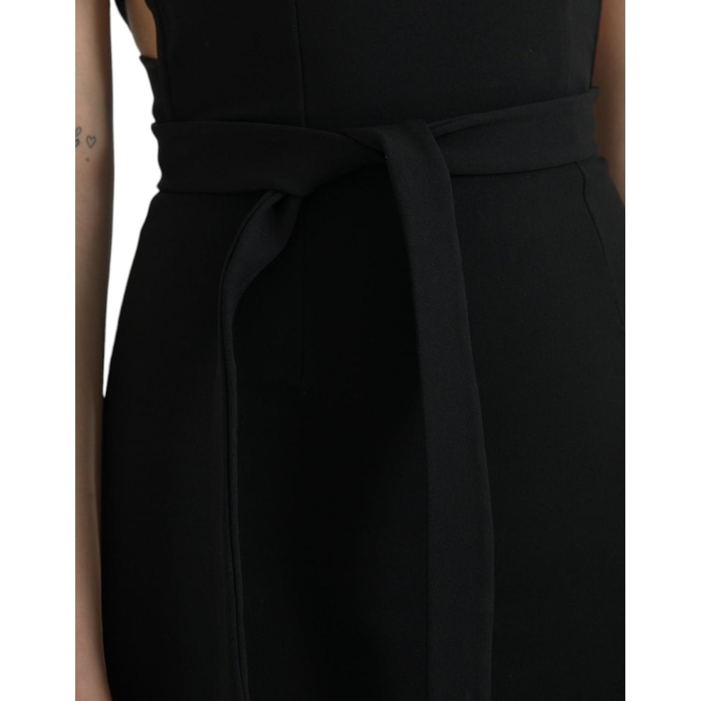 Dolce & Gabbana Elegant Black Sheath Halter Midi Dress Dolce & Gabbana Black