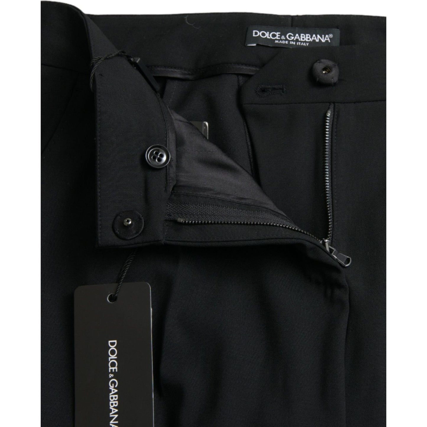 Dolce & Gabbana Elegant Tapered Wool Trousers Dolce & Gabbana Black