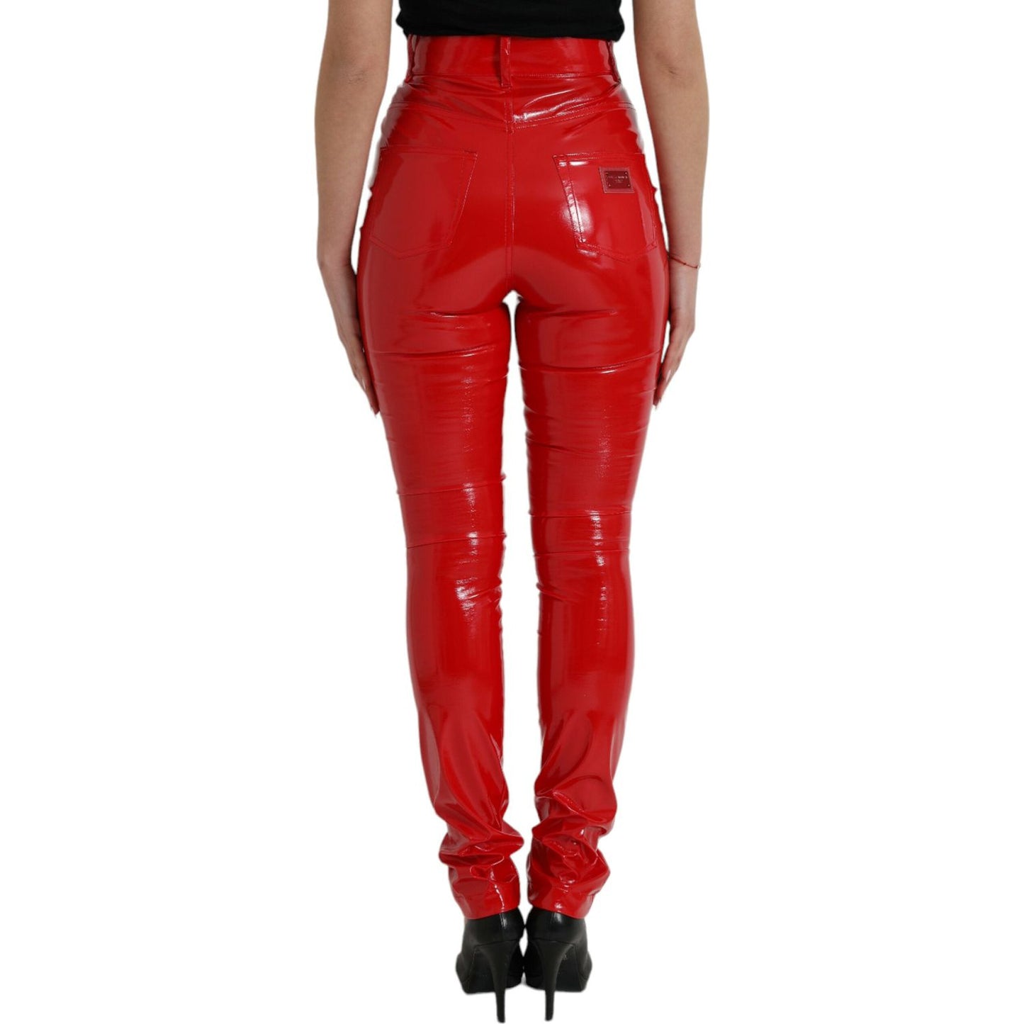 Dolce & Gabbana Chic Red High Waist Skinny Pants Dolce & Gabbana Firebrick