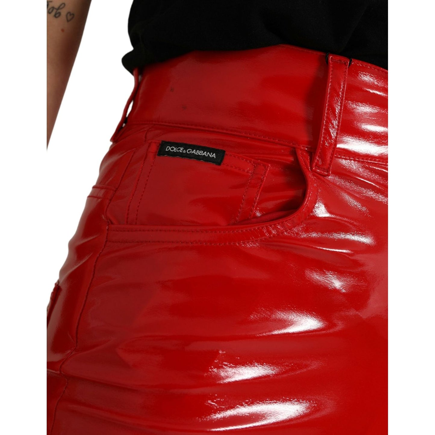 Dolce & Gabbana Chic Red High Waist Skinny Pants Dolce & Gabbana Dark Red