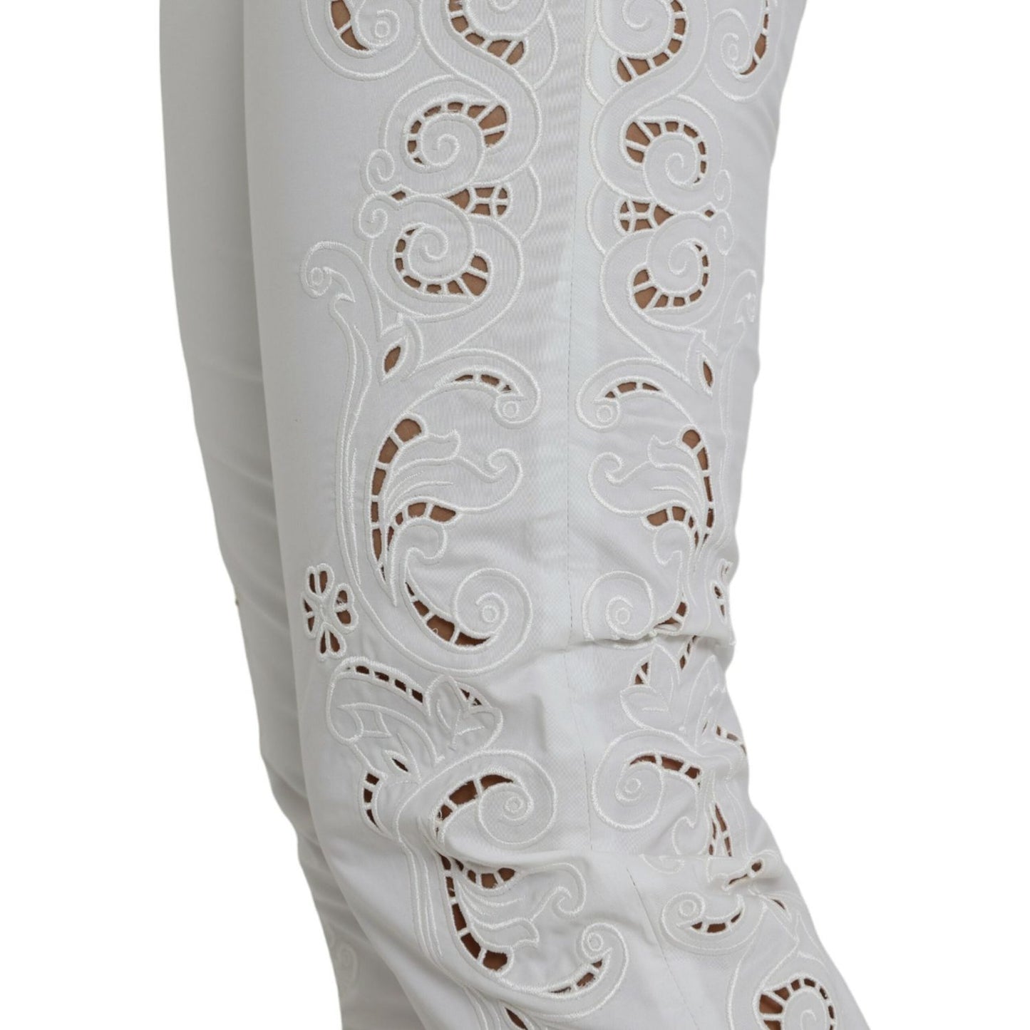 Dolce & Gabbana Elegant White Tapered Mid Waist Pants Dolce & Gabbana Gray