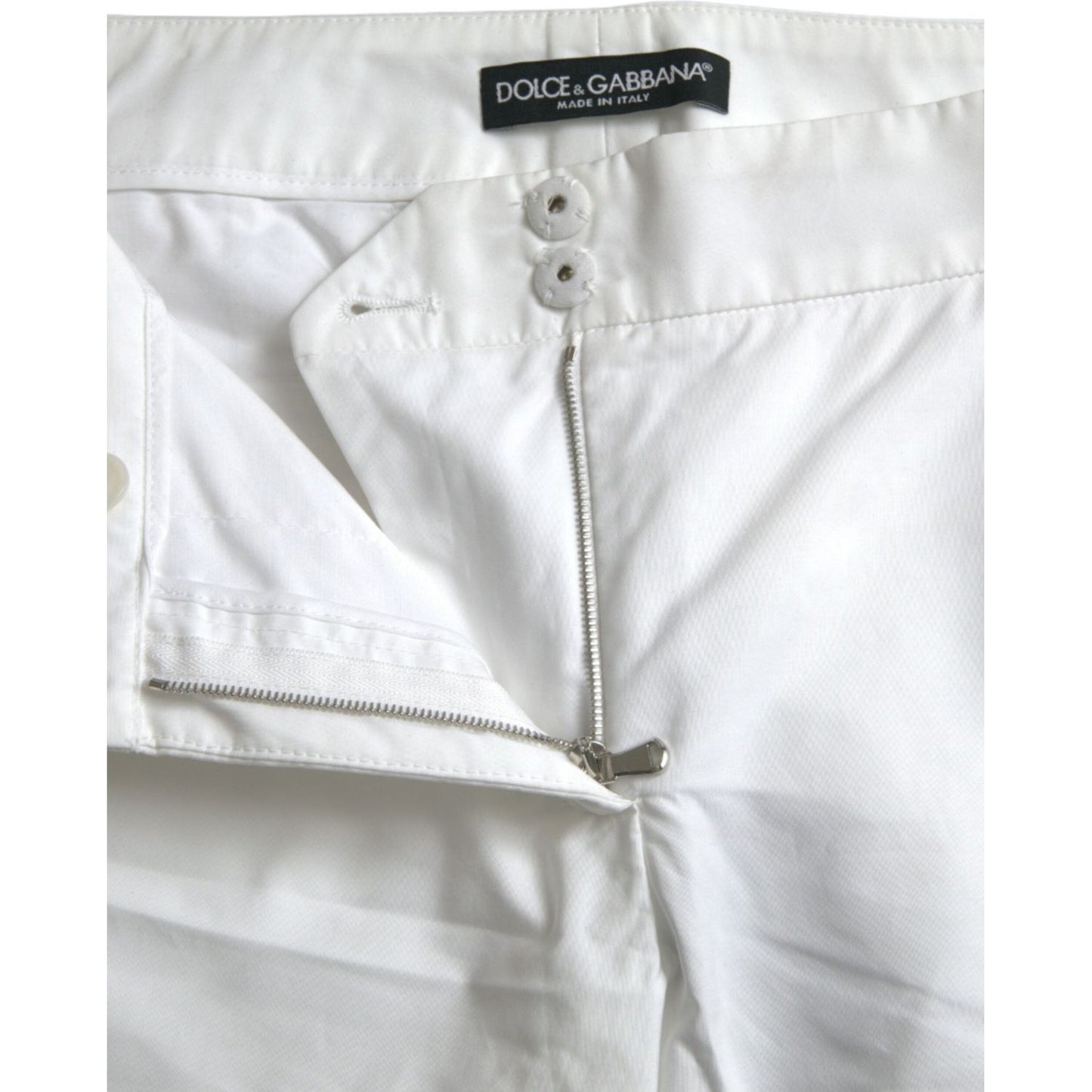 Dolce & Gabbana Elegant White Tapered Mid Waist Pants Dolce & Gabbana Light Gray