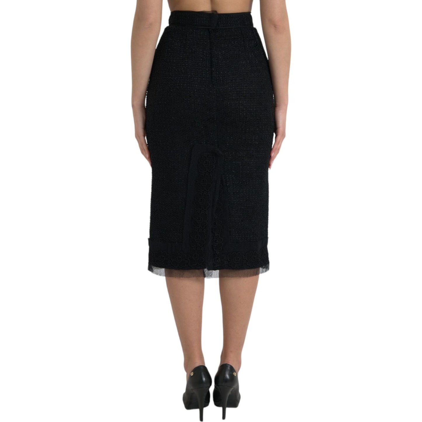 Dolce & Gabbana Elegant High Waist Midi Skirt Dolce & Gabbana Black