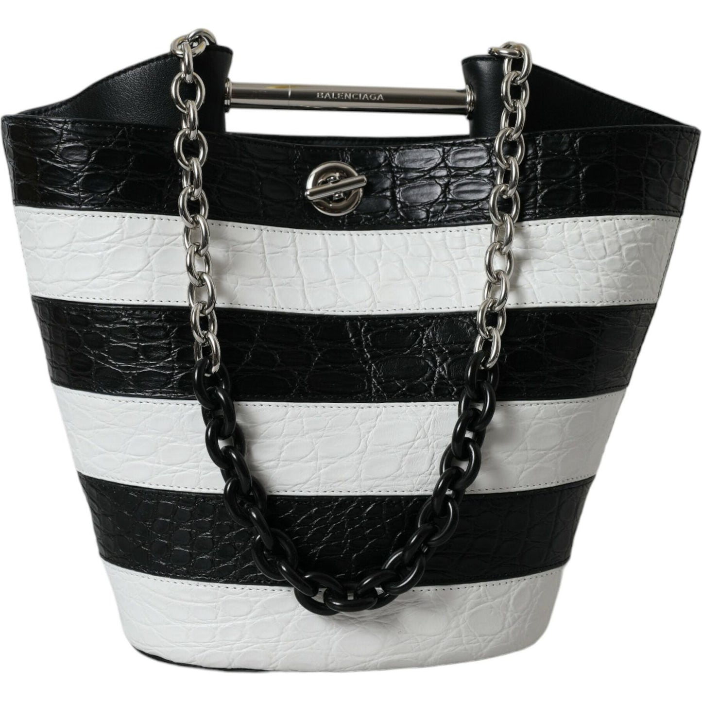 Balenciaga Chic Crocodile Leather Maxi Bucket Bag Balenciaga Black