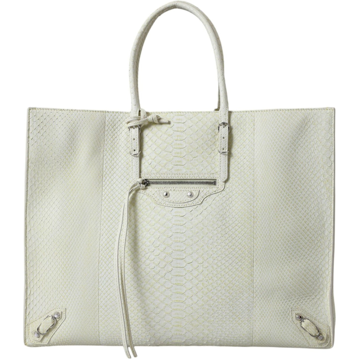Balenciaga Chic Python Leather Tote in White & Yellow Balenciaga Gray