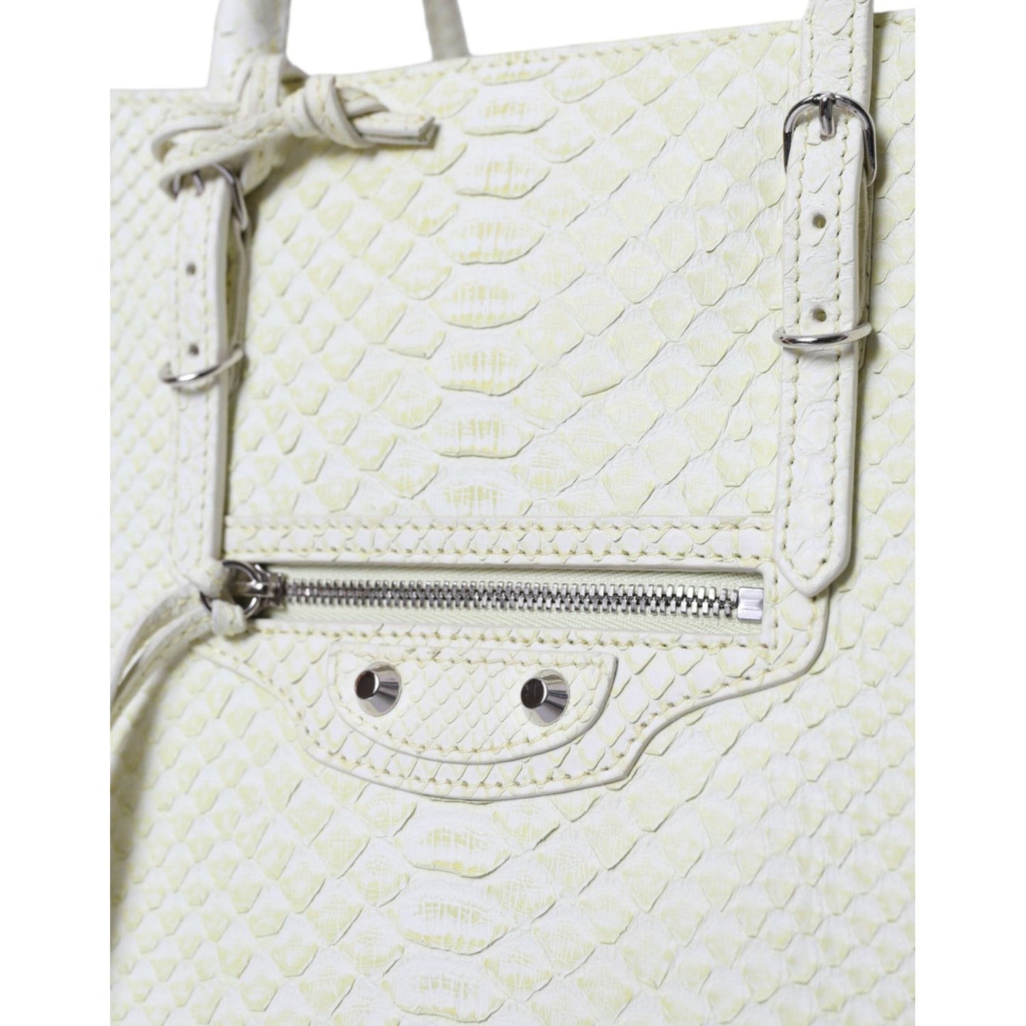 Balenciaga Chic Python Leather Tote in White & Yellow Balenciaga Light Gray