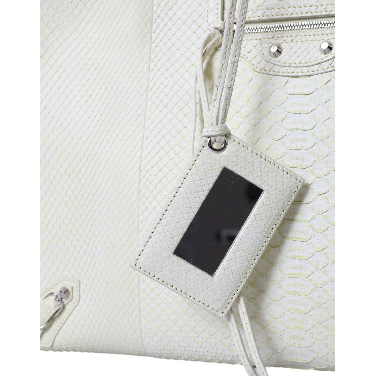 Balenciaga Chic Python Leather Tote in White & Yellow Balenciaga Light Gray