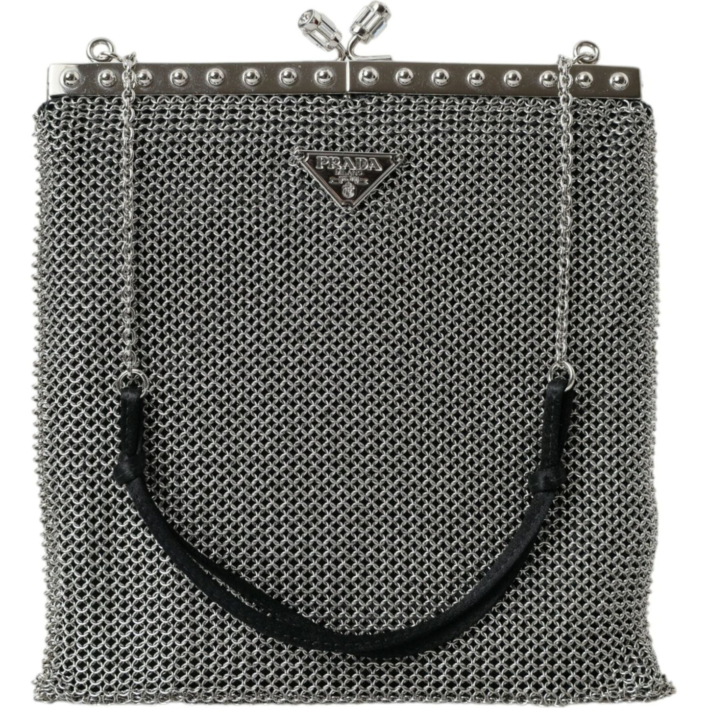 Prada Elegant Silver Mesh Shoulder Evening Bag Prada Dark Slate Gray