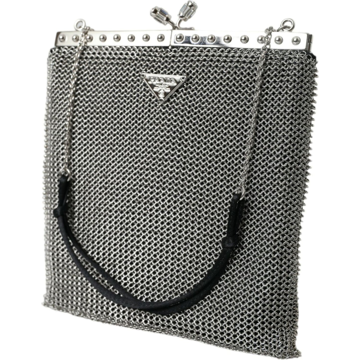Prada Elegant Silver Mesh Shoulder Evening Bag Prada Dark Slate Gray