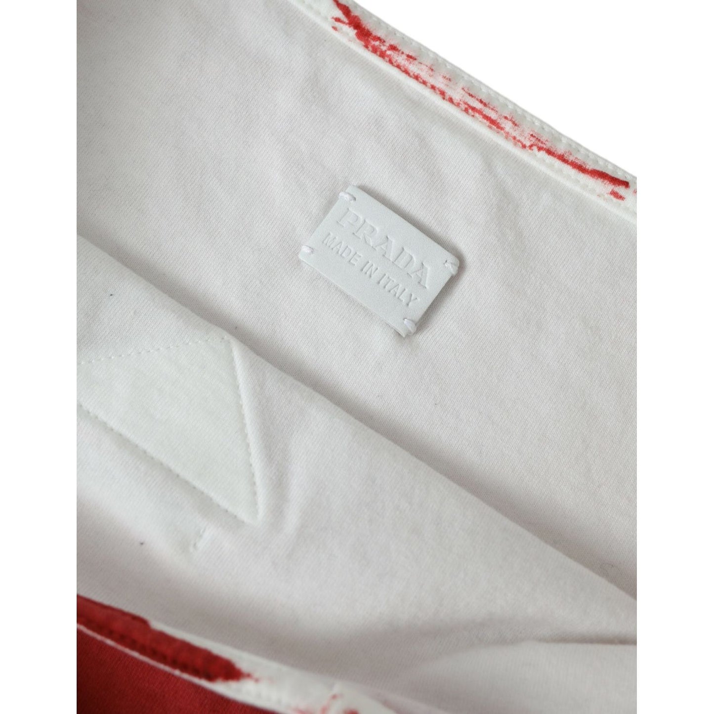 Prada Chic Red and White Fabric Tote Bag Prada Gray