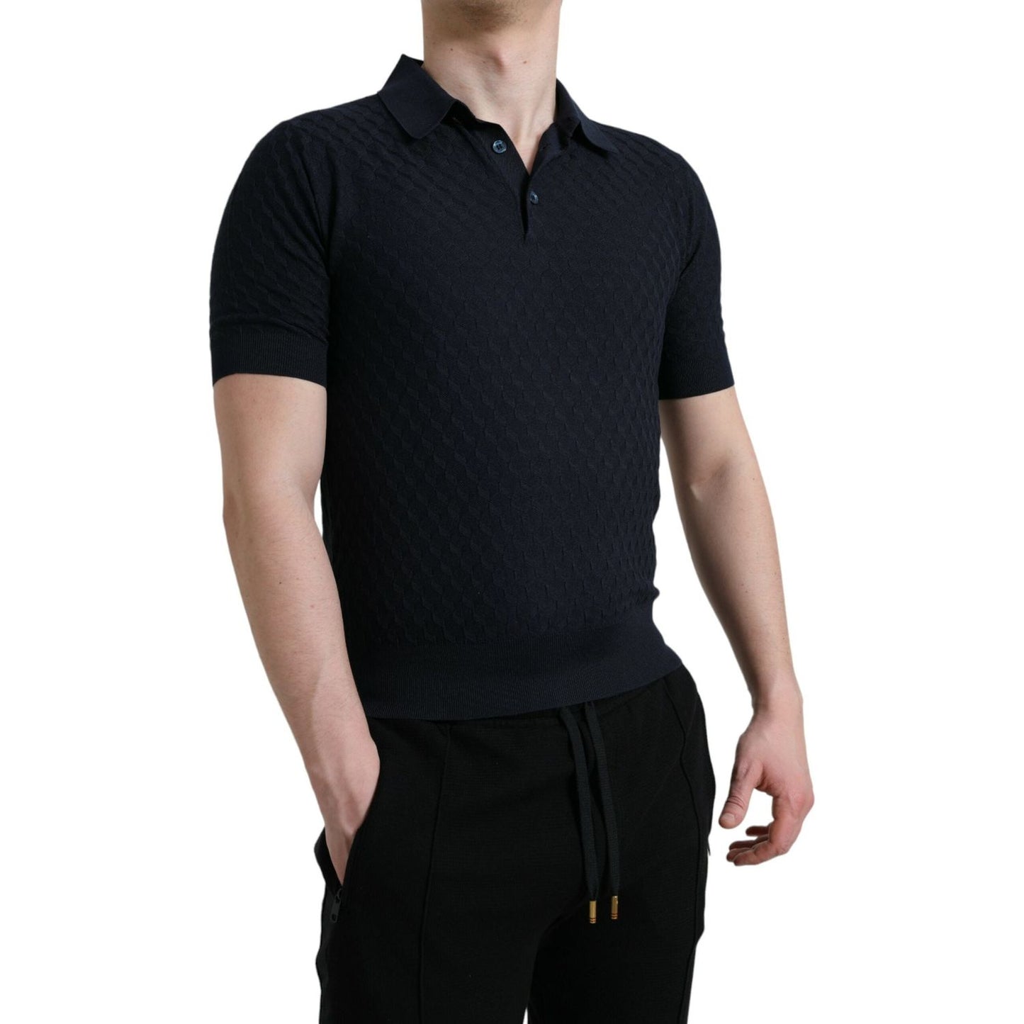 Dolce & Gabbana Dark Blue Collared Short Sleeve Polo T-shirt Dolce & Gabbana Rosy Brown