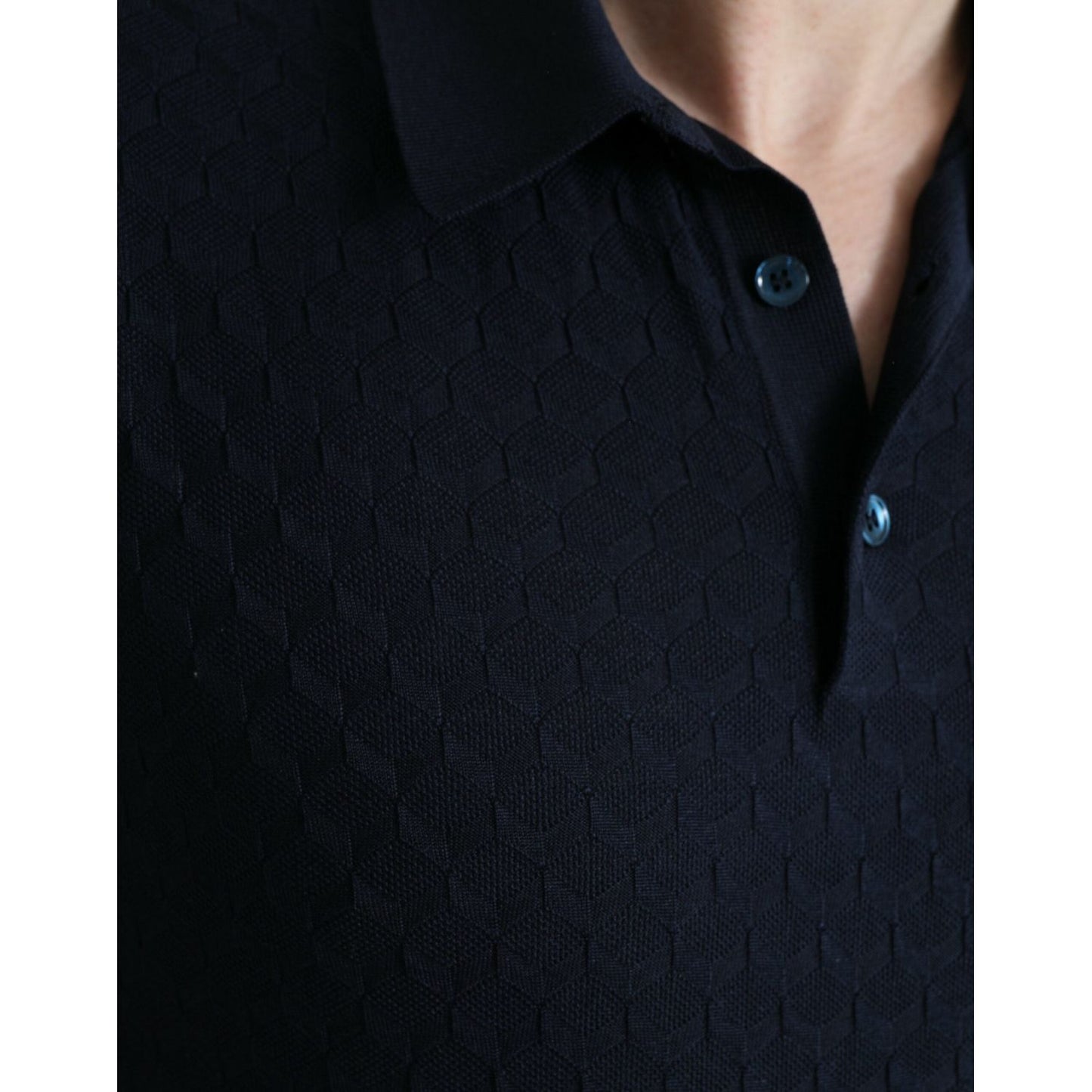 Dolce & Gabbana Dark Blue Collared Short Sleeve Polo T-shirt Dolce & Gabbana Black