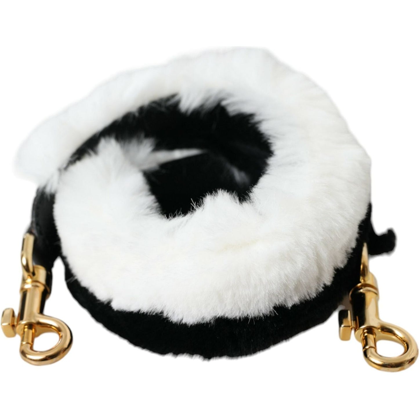 Dolce & Gabbana Black White Lapin Fur Accessory Shoulder Strap Dolce & Gabbana Black