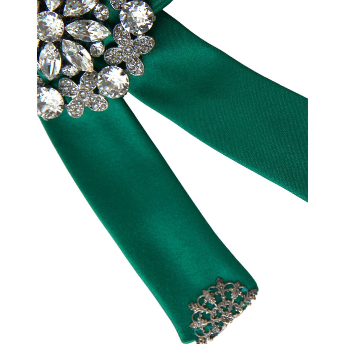 Dolce & Gabbana Green Satin Bird Crystal Women Hair Clip Dolce & Gabbana Dark Slate Gray