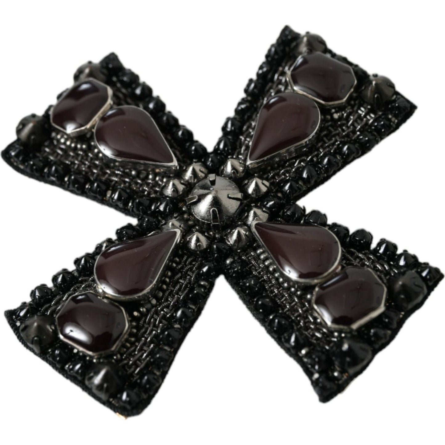 Dolce & Gabbana Black Crystals Embellished Cross Pin Brooch Brooch Dolce & Gabbana Black