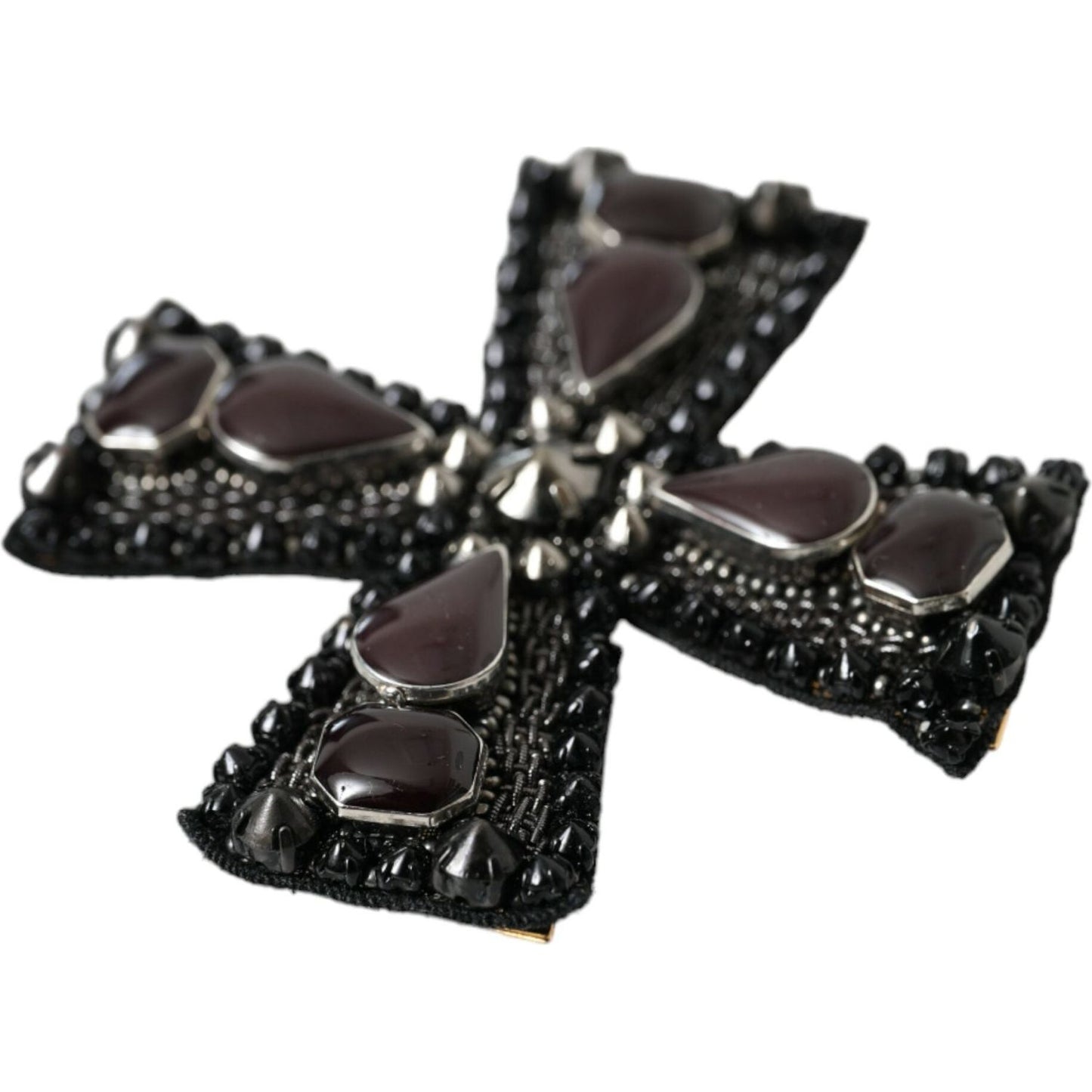 Dolce & Gabbana Black Crystals Embellished Cross Pin Brooch Brooch Dolce & Gabbana Dark Slate Gray