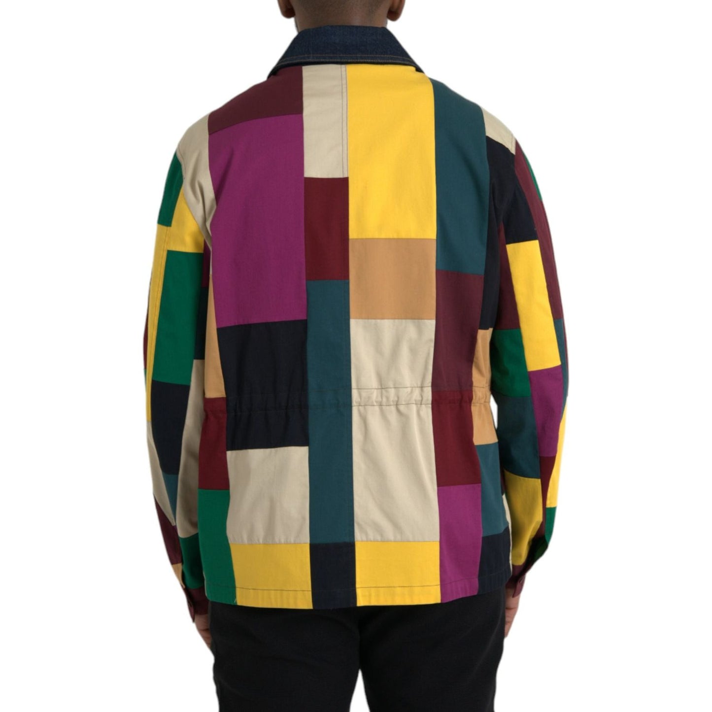 Dolce & Gabbana Multicolor Patchwork Cotton Collared Jacket Dolce & Gabbana Dark Khaki