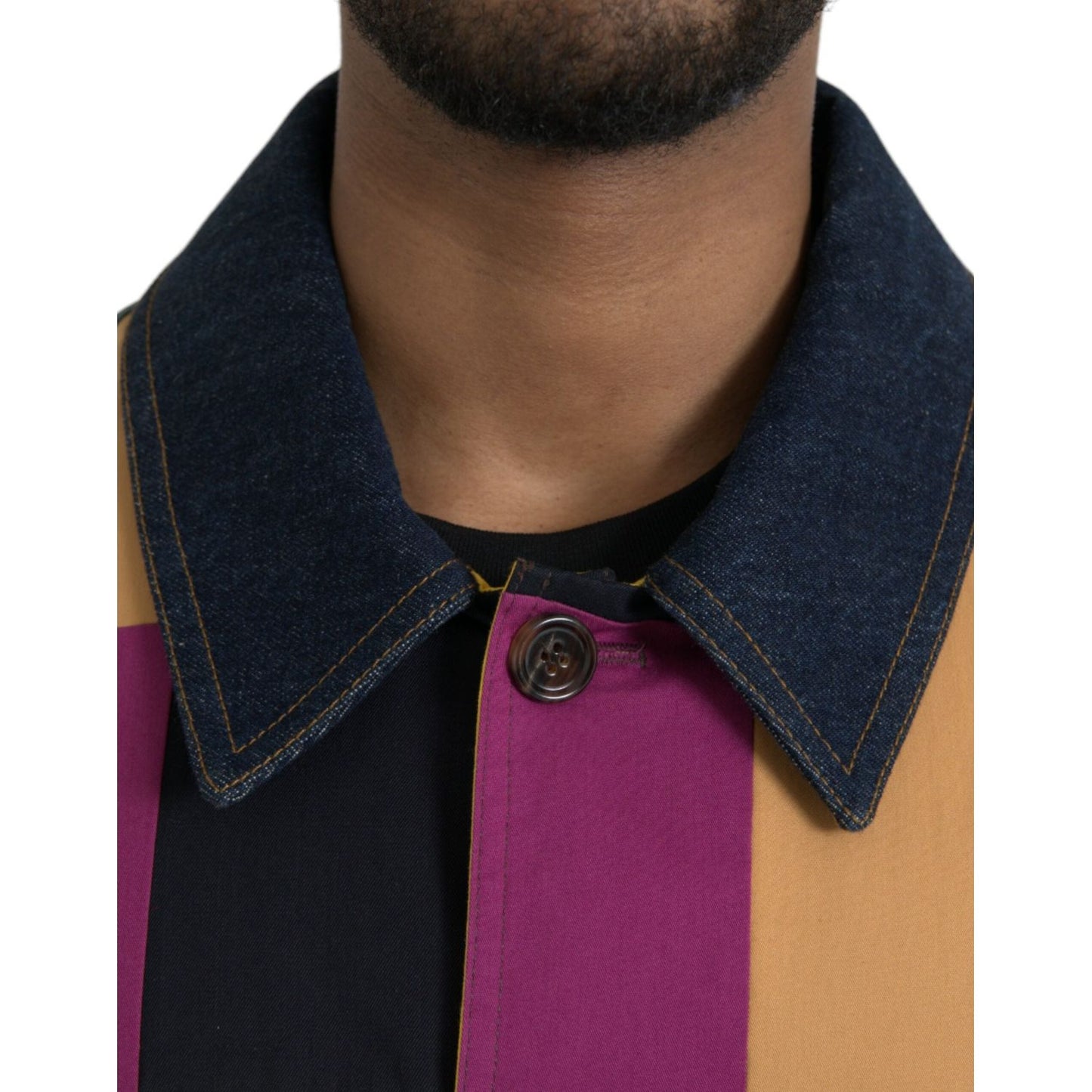 Dolce & Gabbana Multicolor Patchwork Cotton Collared Jacket Dolce & Gabbana Black