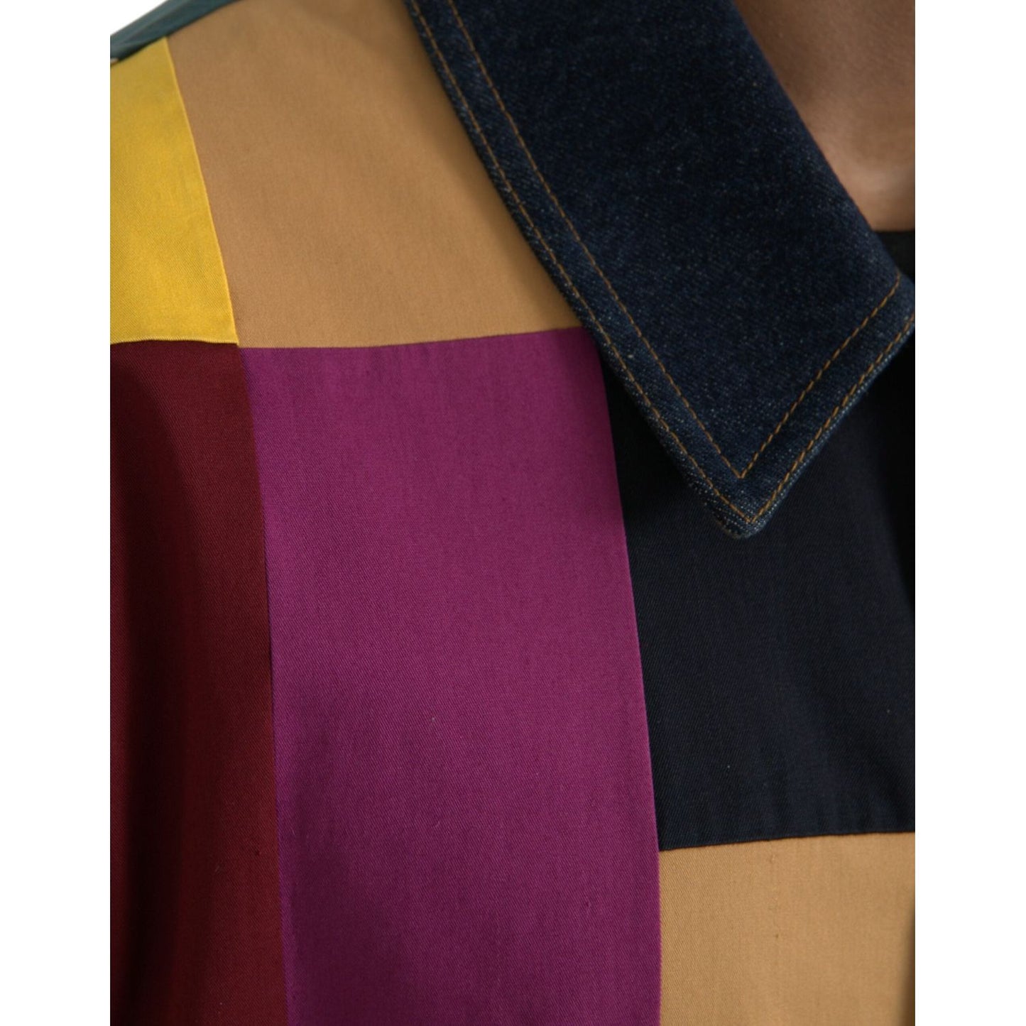 Dolce & Gabbana Multicolor Patchwork Cotton Collared Jacket Dolce & Gabbana Dark Slate Gray