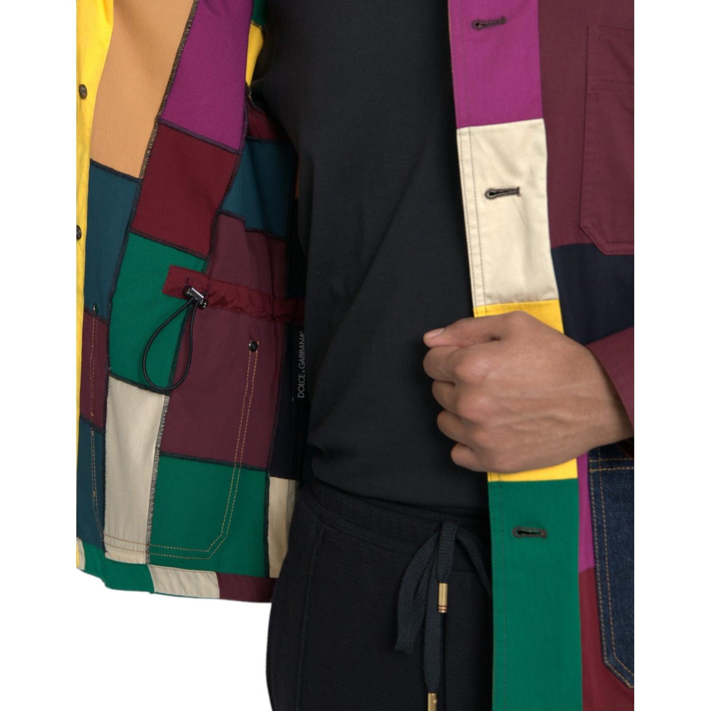 Dolce & Gabbana Multicolor Patchwork Cotton Collared Jacket Dolce & Gabbana Rosy Brown