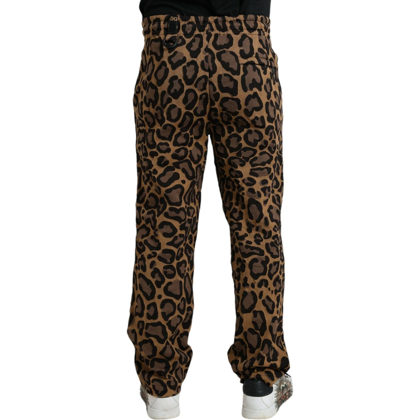 Dolce & Gabbana Brown Leopard Print Polyester Jogger Pants Dolce & Gabbana Black