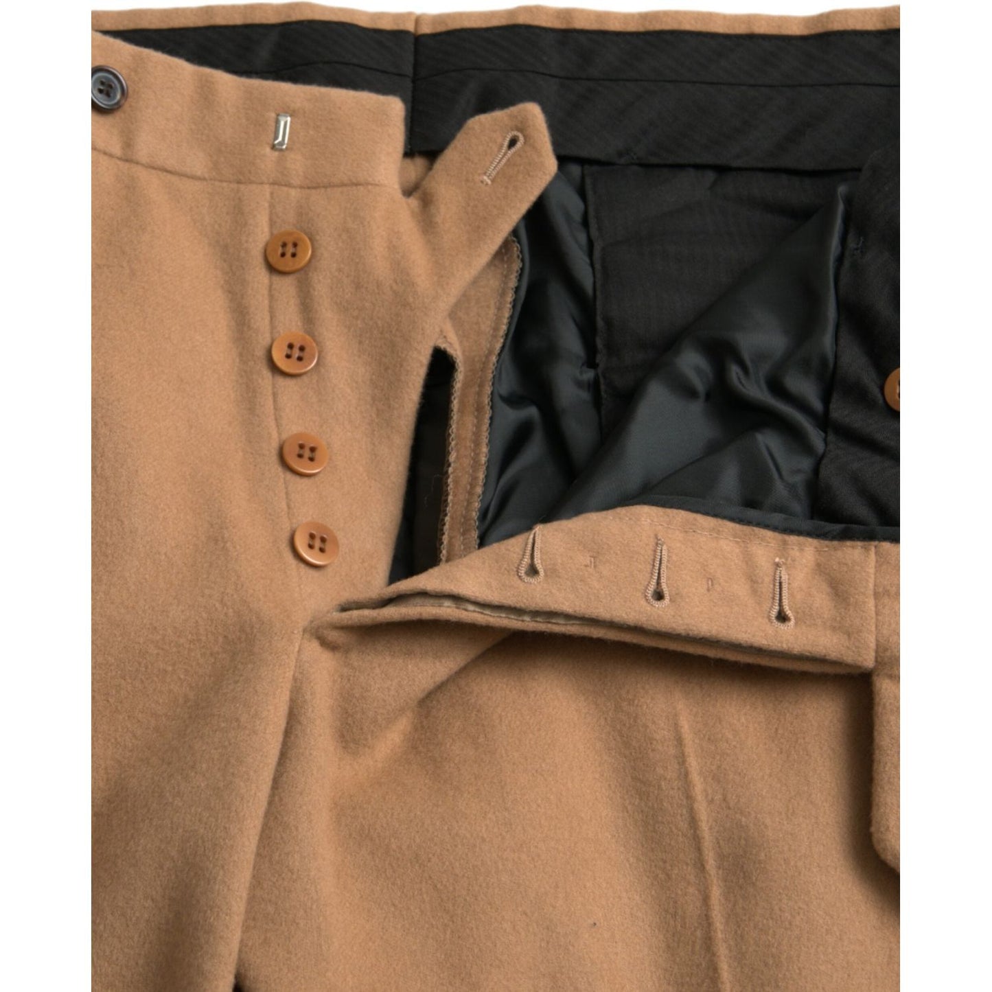 Prada Beige Cashmere Men Straight Fit Dress Pants Prada Rosy Brown