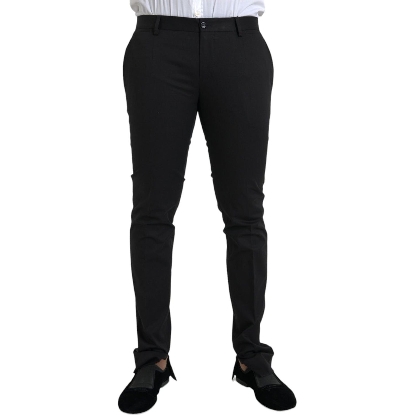 Dolce & Gabbana Black Cotton Stretch Skinny Dress Pants Dolce & Gabbana Black