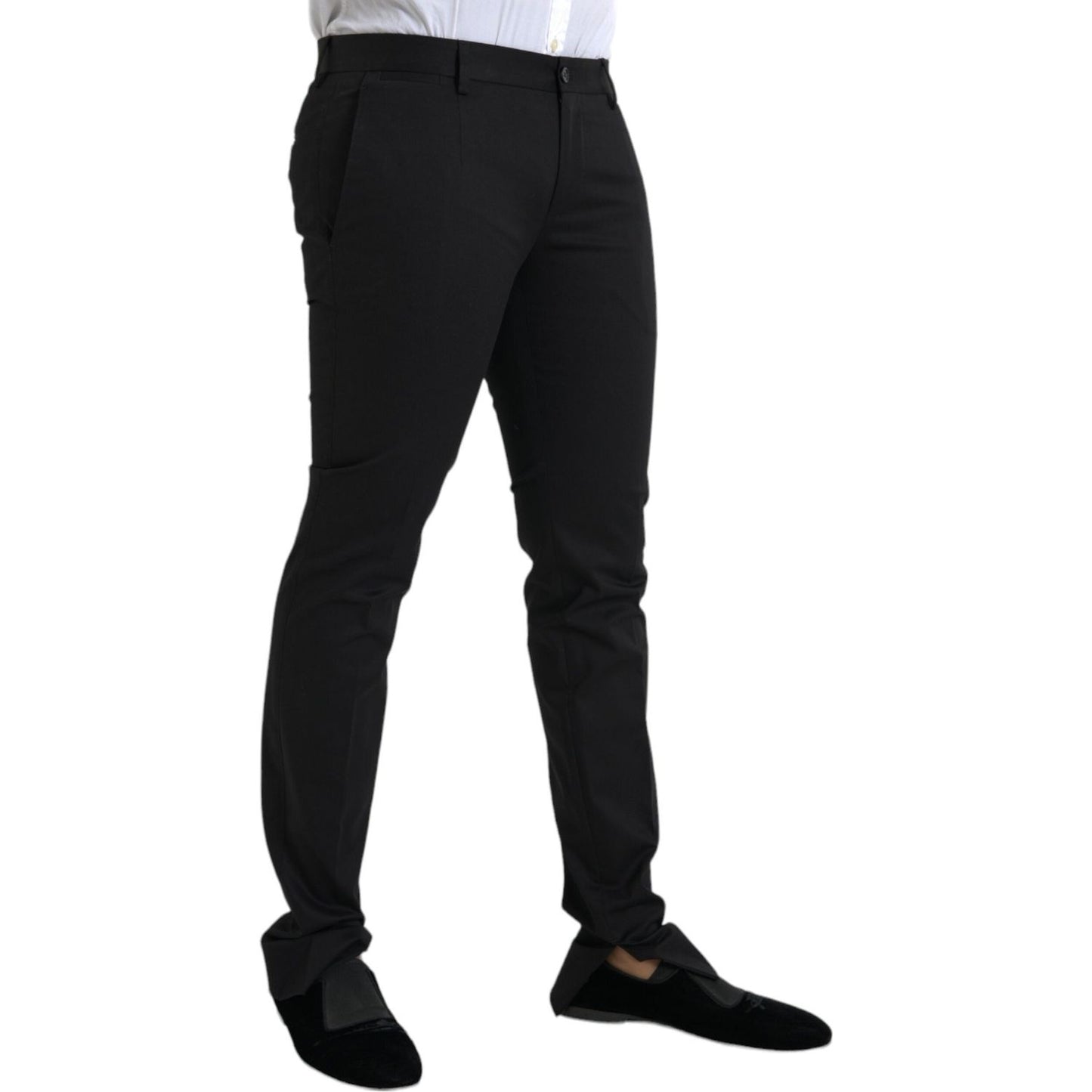 Dolce & Gabbana Black Cotton Stretch Skinny Dress Pants Dolce & Gabbana Black