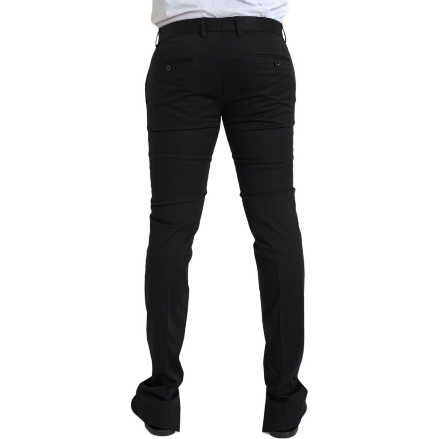 Dolce & Gabbana Black Cotton Stretch Skinny Dress Pants Dolce & Gabbana Black