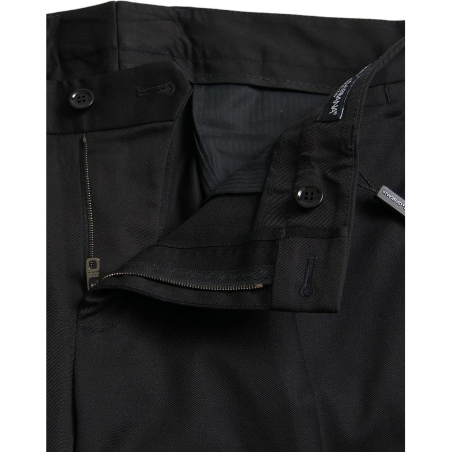 Dolce & Gabbana Black Cotton Stretch Skinny Dress Pants Dolce & Gabbana Black