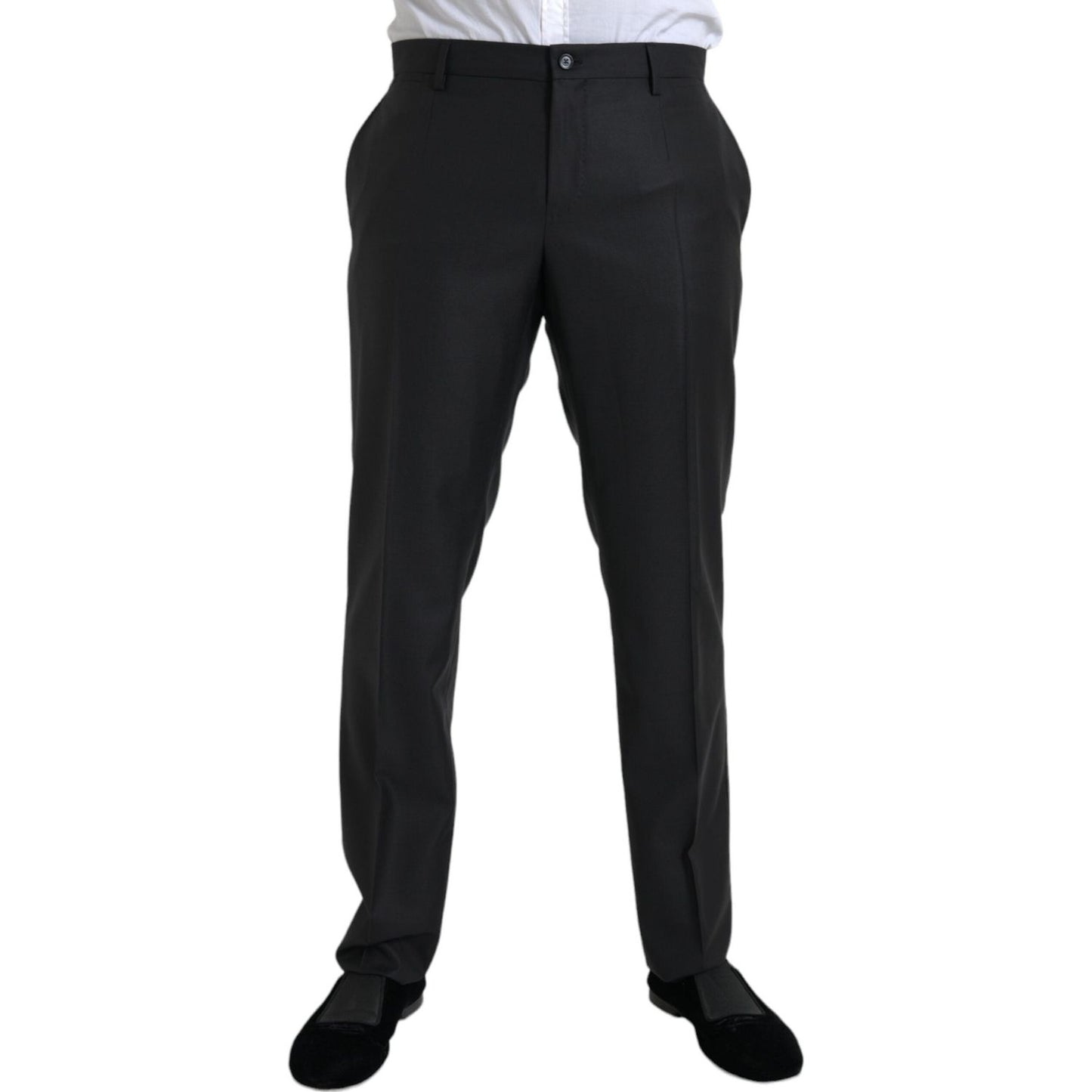 Dolce & Gabbana Black Wool Silk Skinny Dress Pants Dolce & Gabbana Black