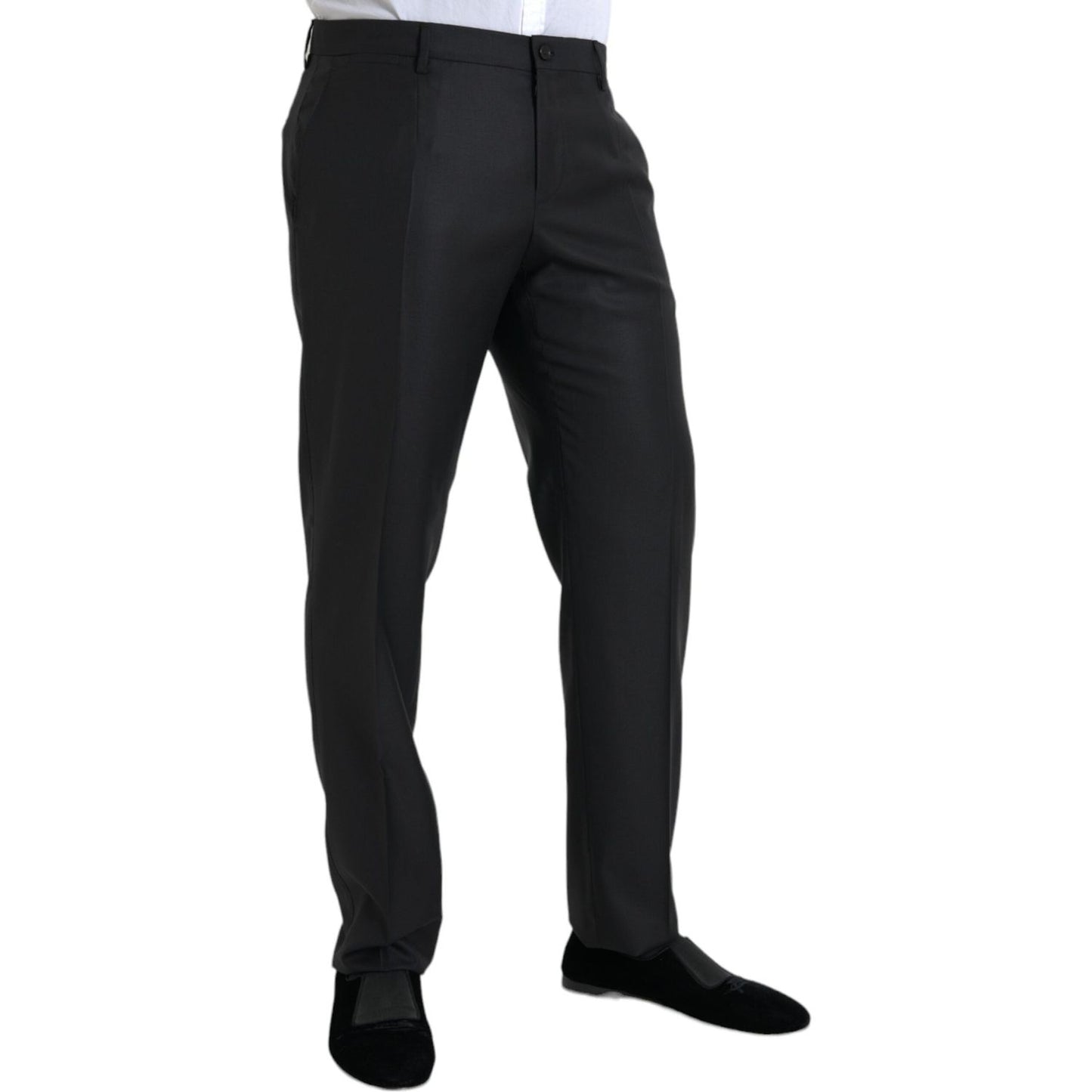 Dolce & Gabbana Black Wool Silk Skinny Dress Pants Dolce & Gabbana Black