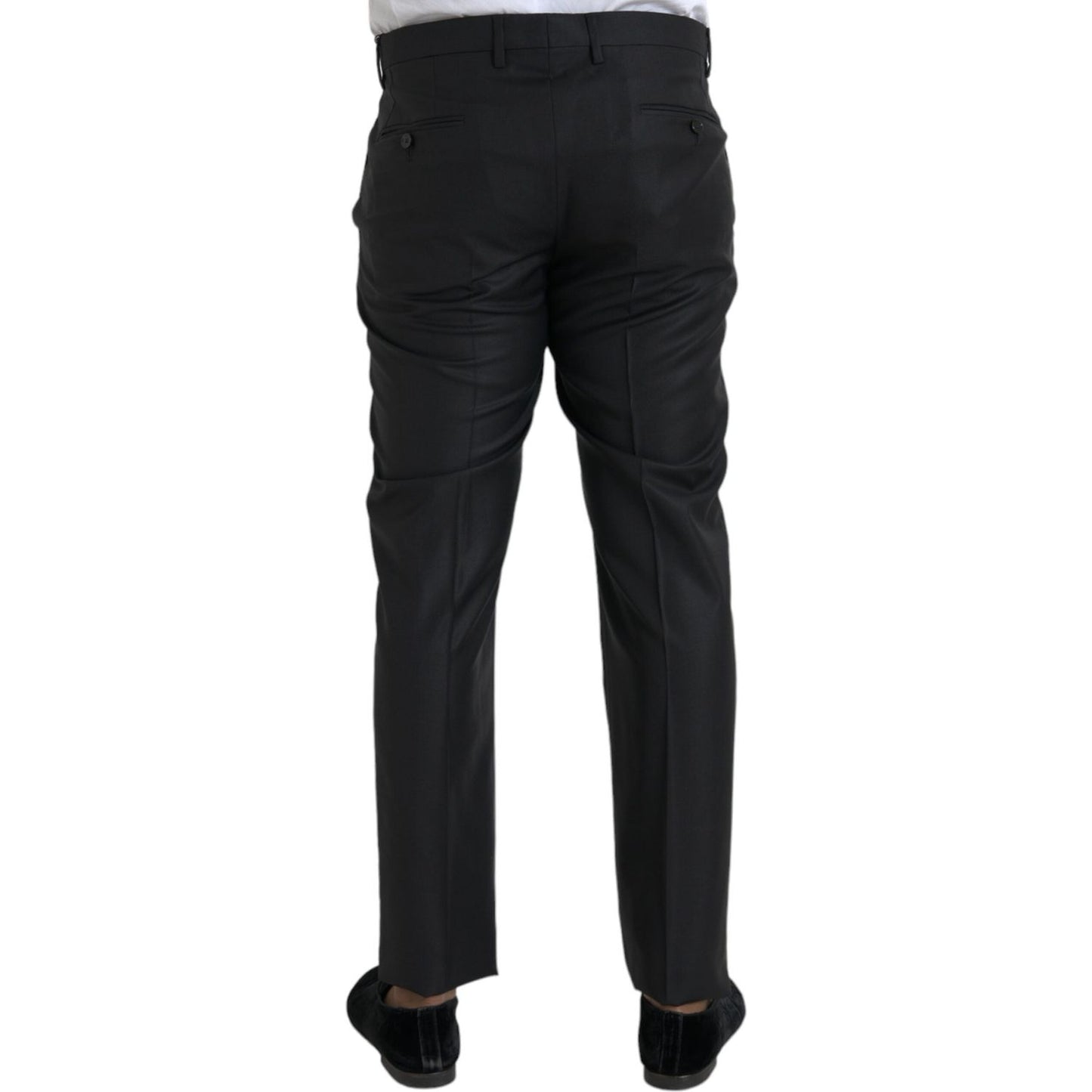 Dolce & Gabbana Black Wool Silk Skinny Dress Pants Dolce & Gabbana Black