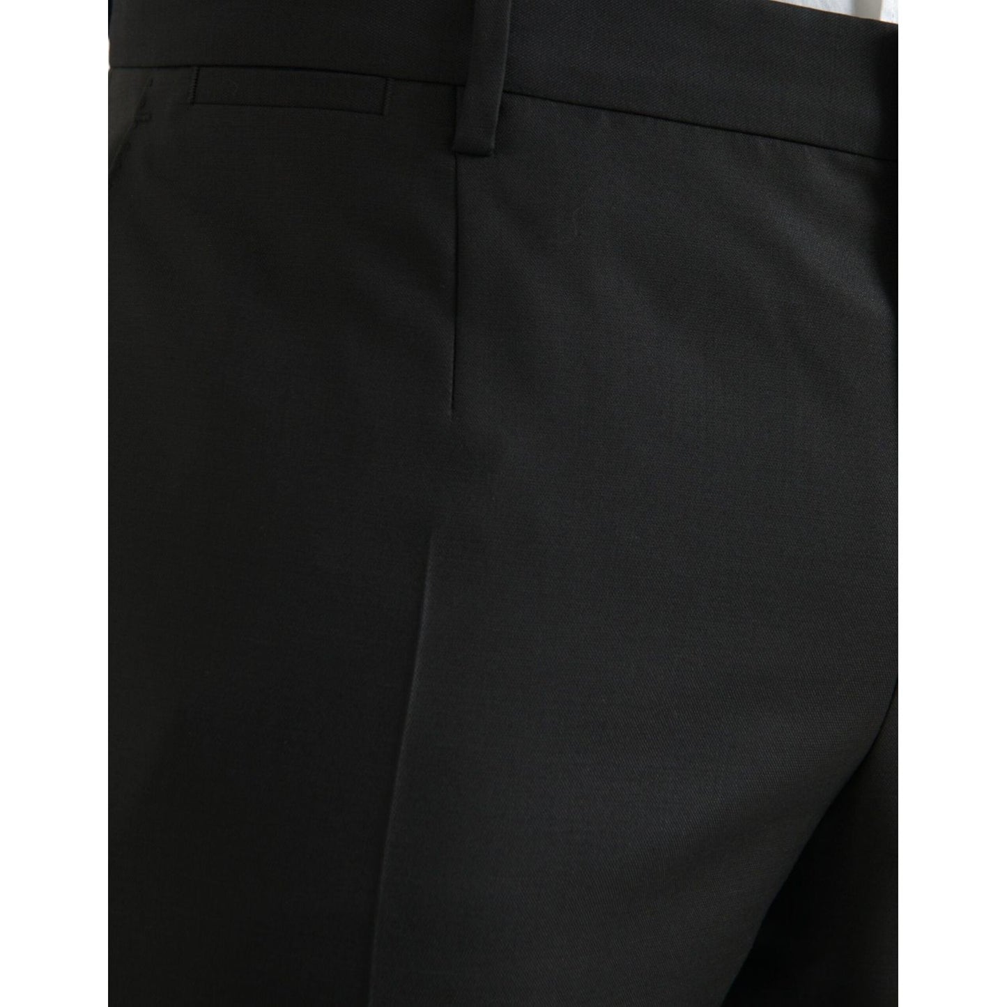 Dolce & Gabbana Black Wool Silk Skinny Dress Pants Dolce & Gabbana Black