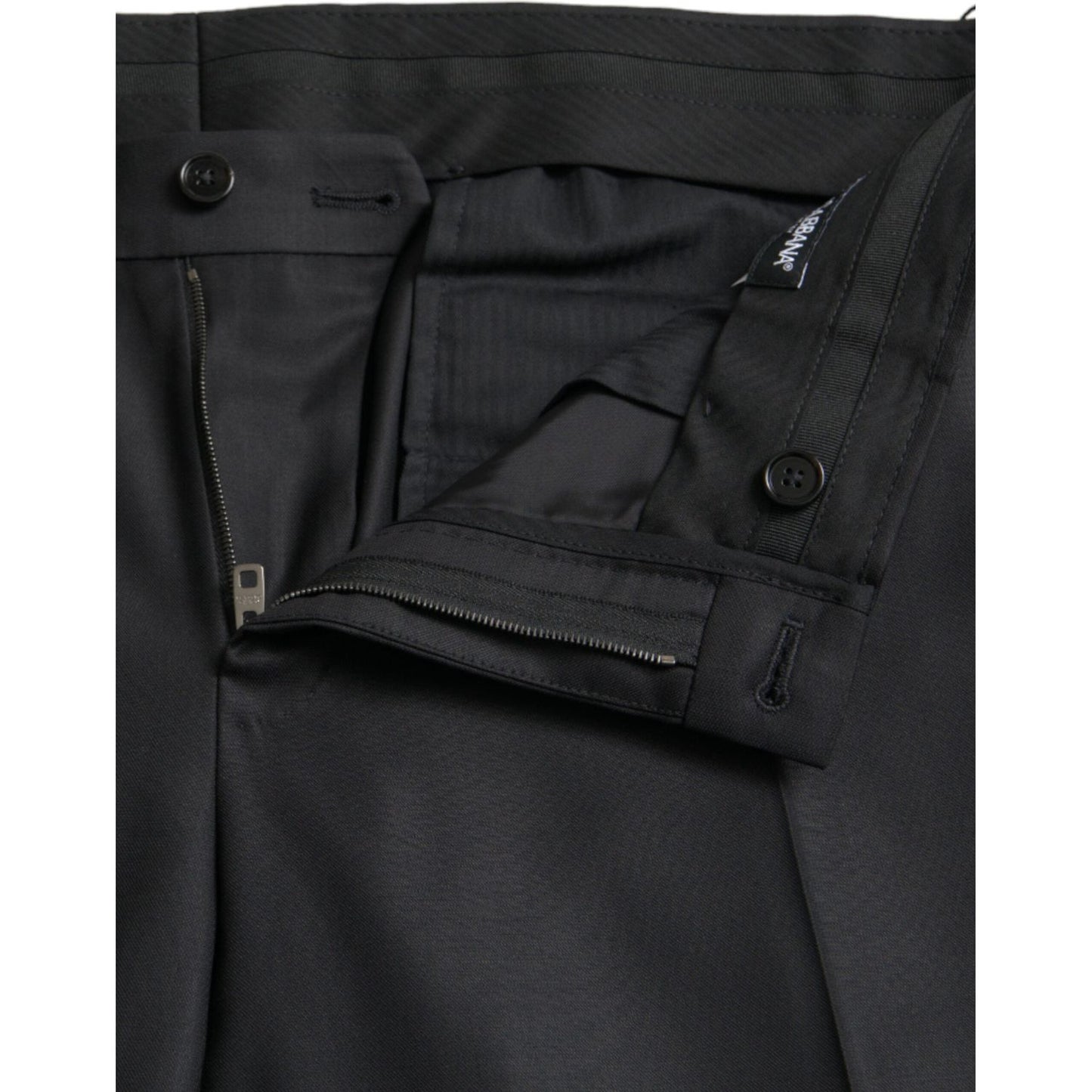 Dolce & Gabbana Black Wool Silk Skinny Dress Pants Dolce & Gabbana Dark Slate Gray