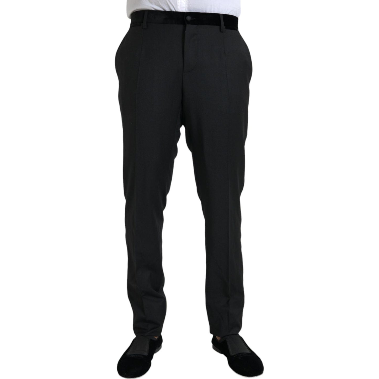 Dolce & Gabbana Black Silk Men Skinny Dress Pants Dolce & Gabbana Black