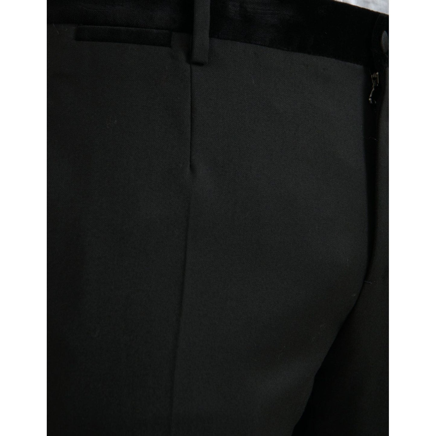 Dolce & Gabbana Black Silk Men Skinny Dress Pants Dolce & Gabbana Black
