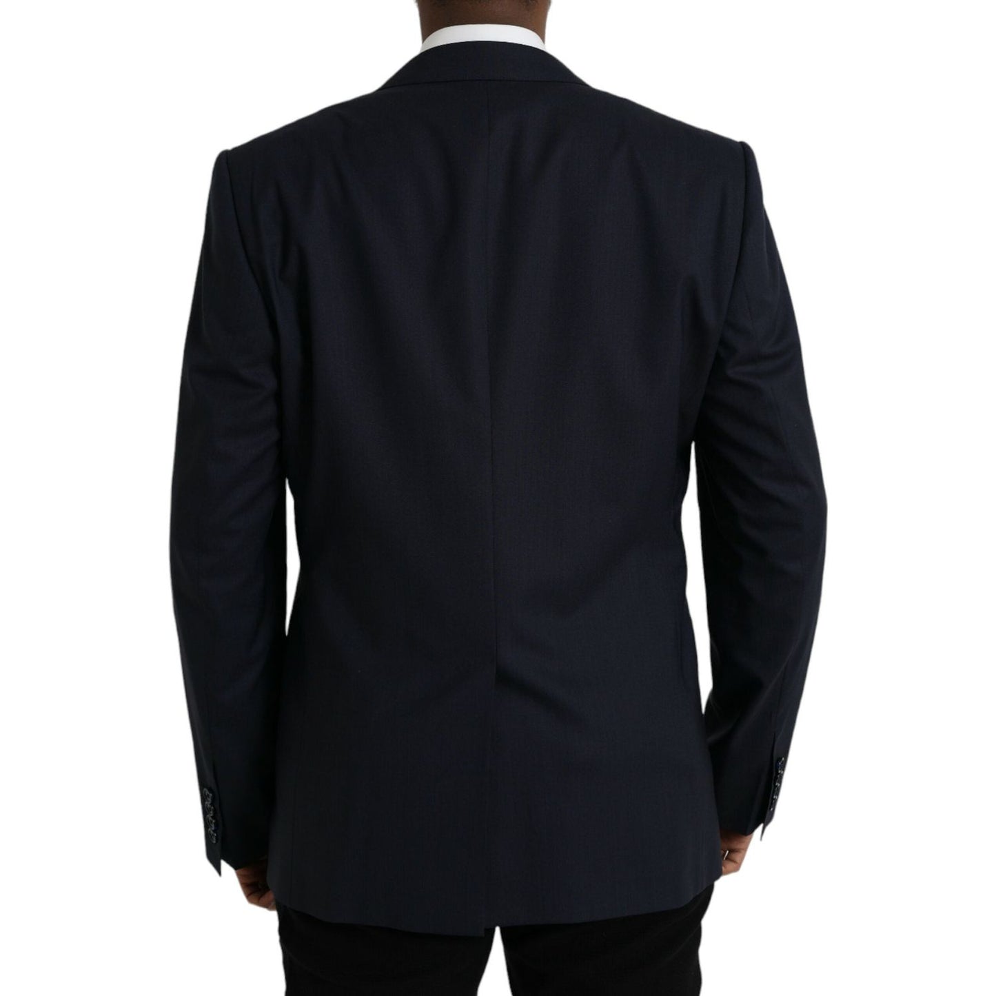 Dolce & Gabbana Dark Blue Wool Single Breasted Coat Blazer Dolce & Gabbana Black