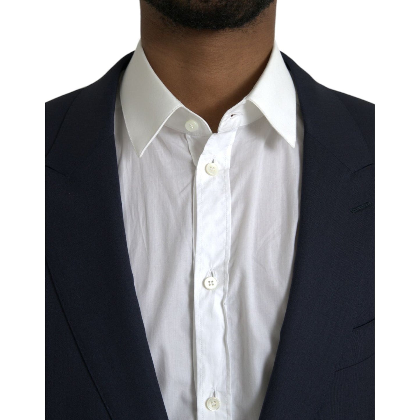 Dolce & Gabbana Dark Blue Wool Single Breasted Coat Blazer Dolce & Gabbana Dark Slate Gray