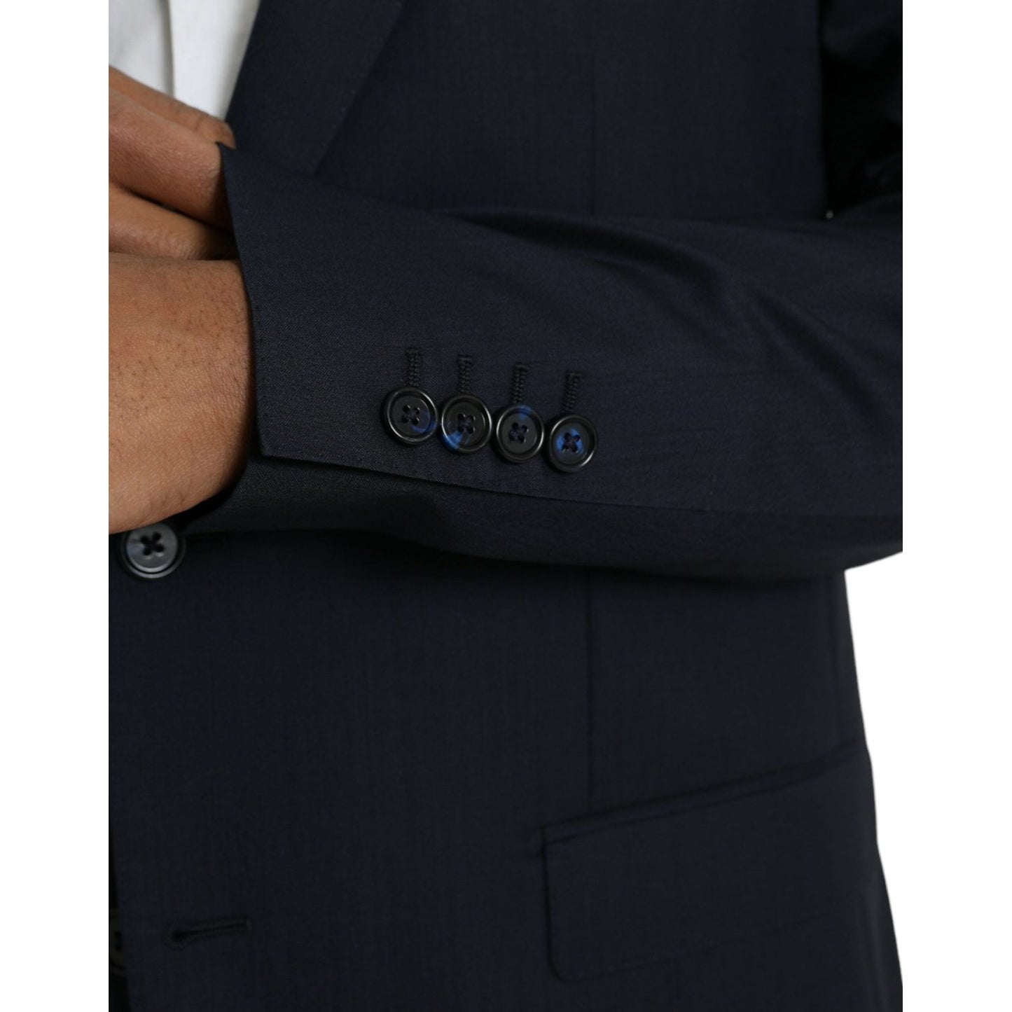 Dolce & Gabbana Dark Blue Wool Single Breasted Coat Blazer Dolce & Gabbana Black