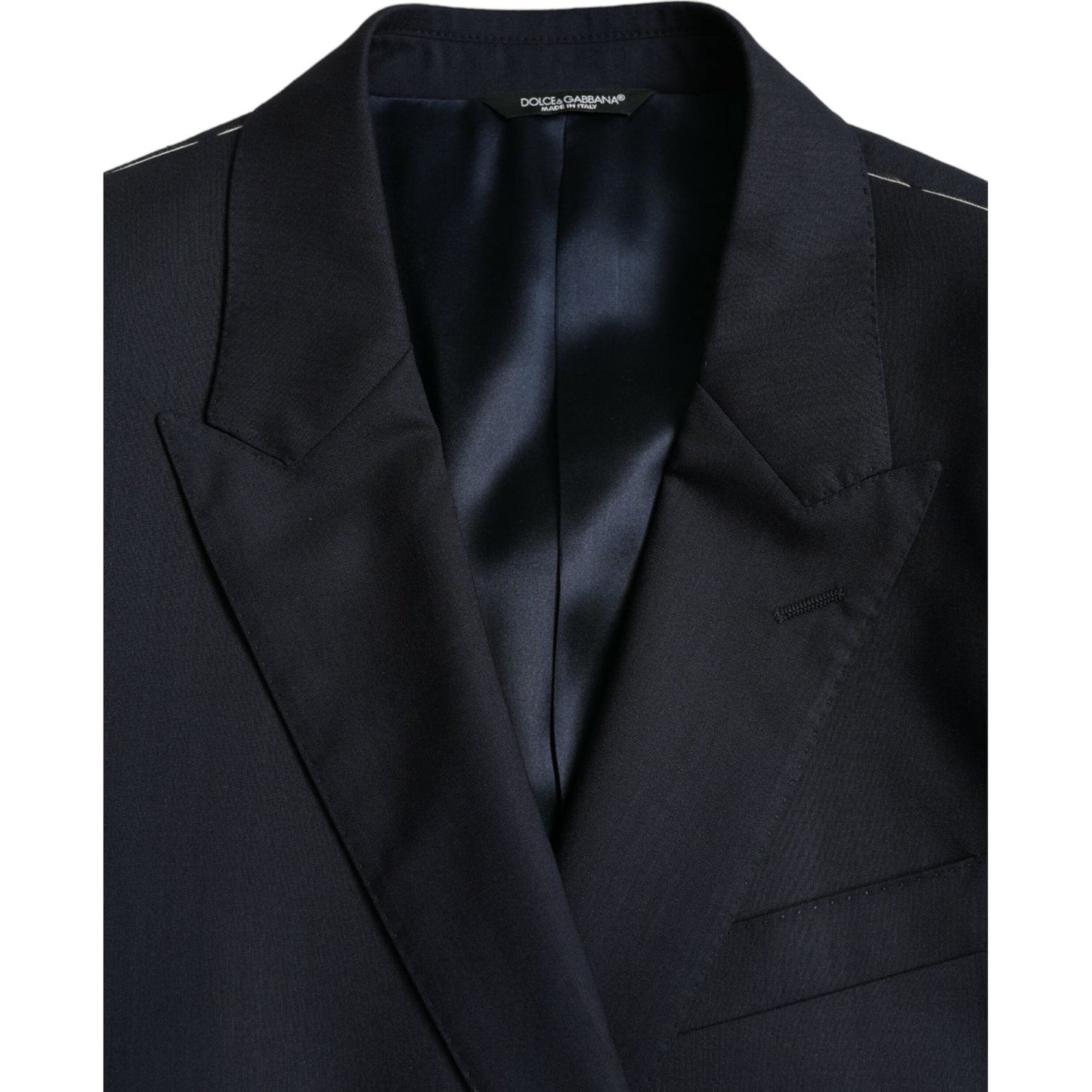 Dolce & Gabbana Dark Blue Wool Single Breasted Coat Blazer Dolce & Gabbana Black