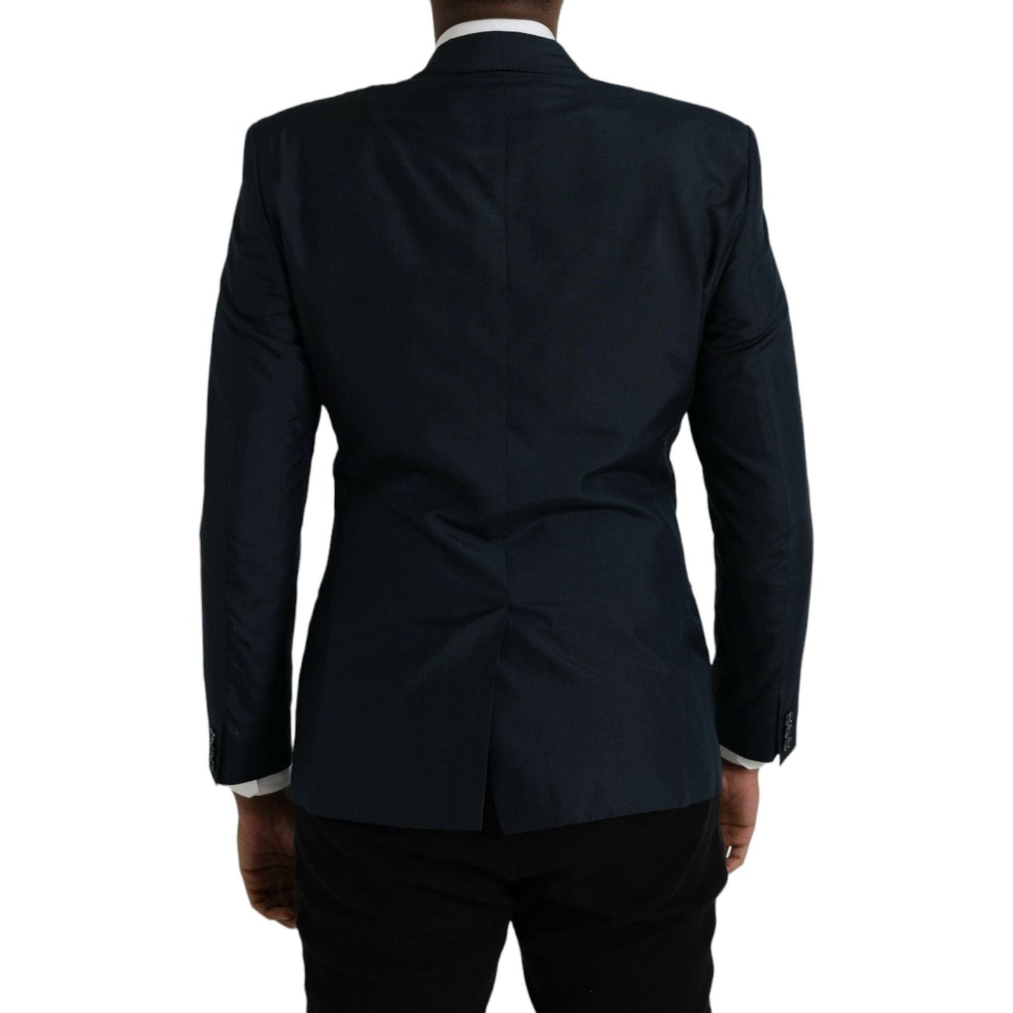 Dolce & Gabbana Blue GOLD Notch Single Breasted Coat Blazer Dolce & Gabbana Black