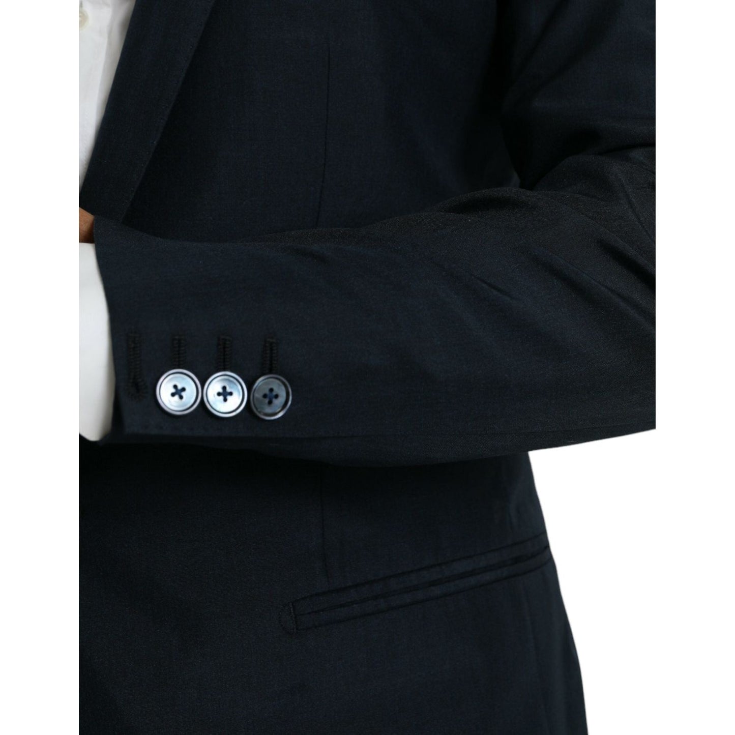 Dolce & Gabbana Blue GOLD Notch Single Breasted Coat Blazer Dolce & Gabbana Black