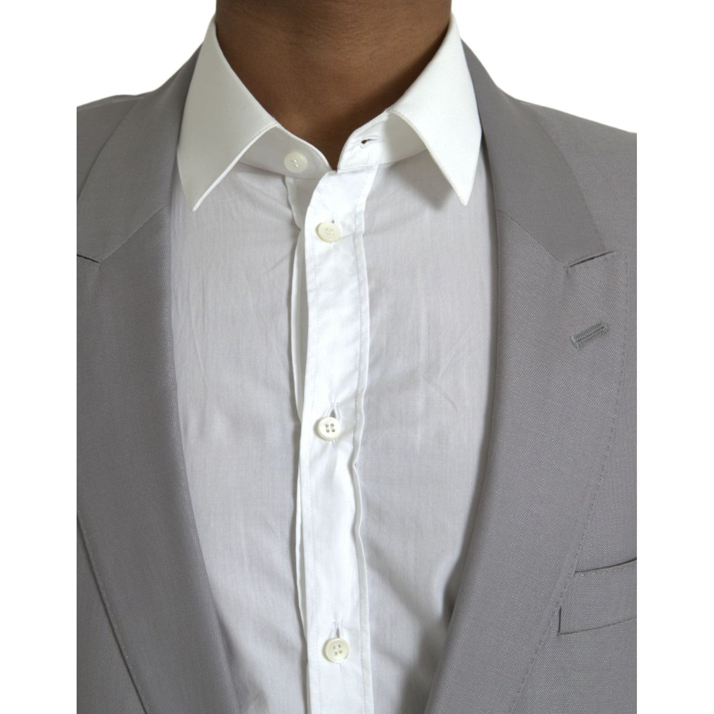 Dolce & Gabbana Gray Wool Peak Single Breasted Coat Blazer Dolce & Gabbana Light Slate Gray