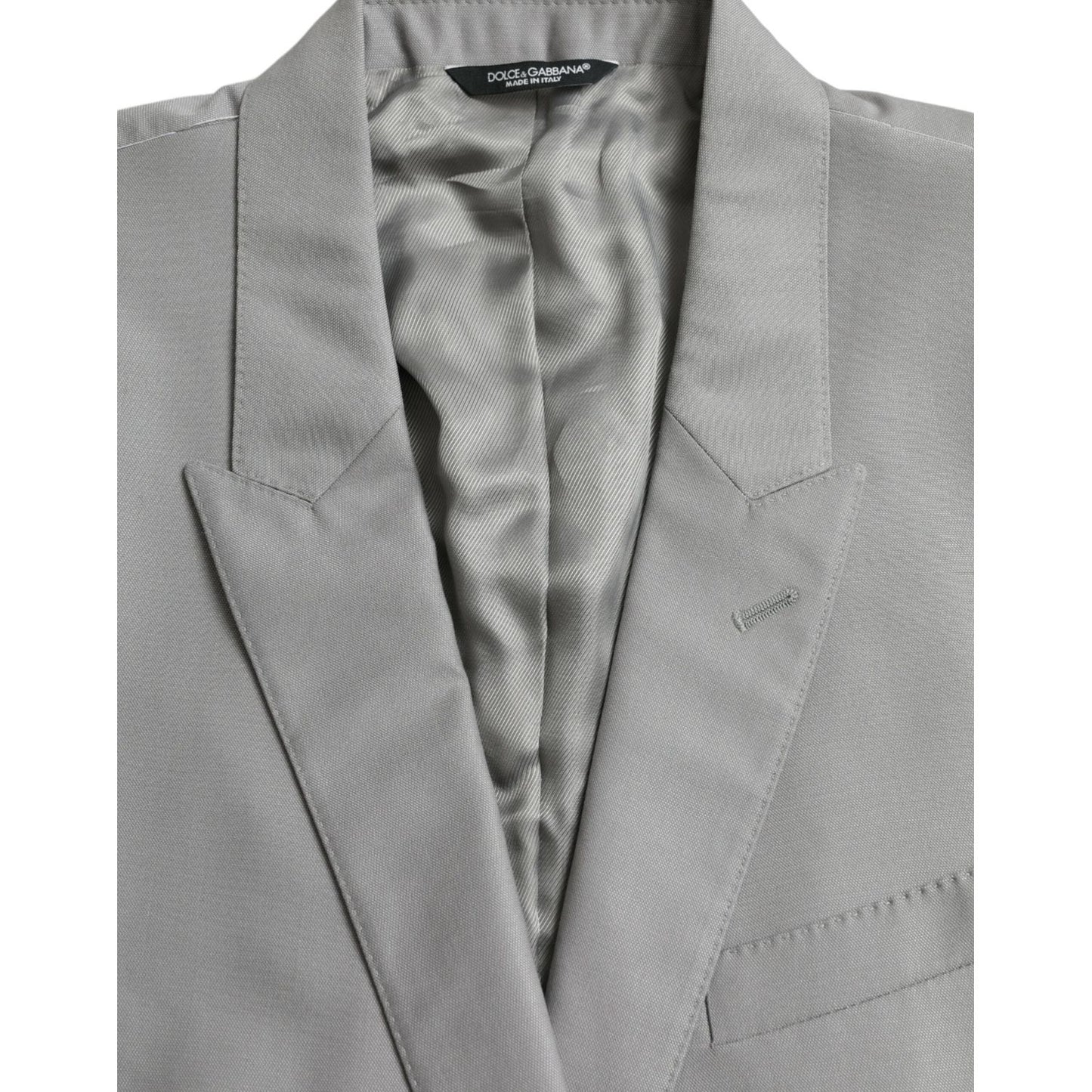 Dolce & Gabbana Gray Wool Peak Single Breasted Coat Blazer Dolce & Gabbana Dark Gray