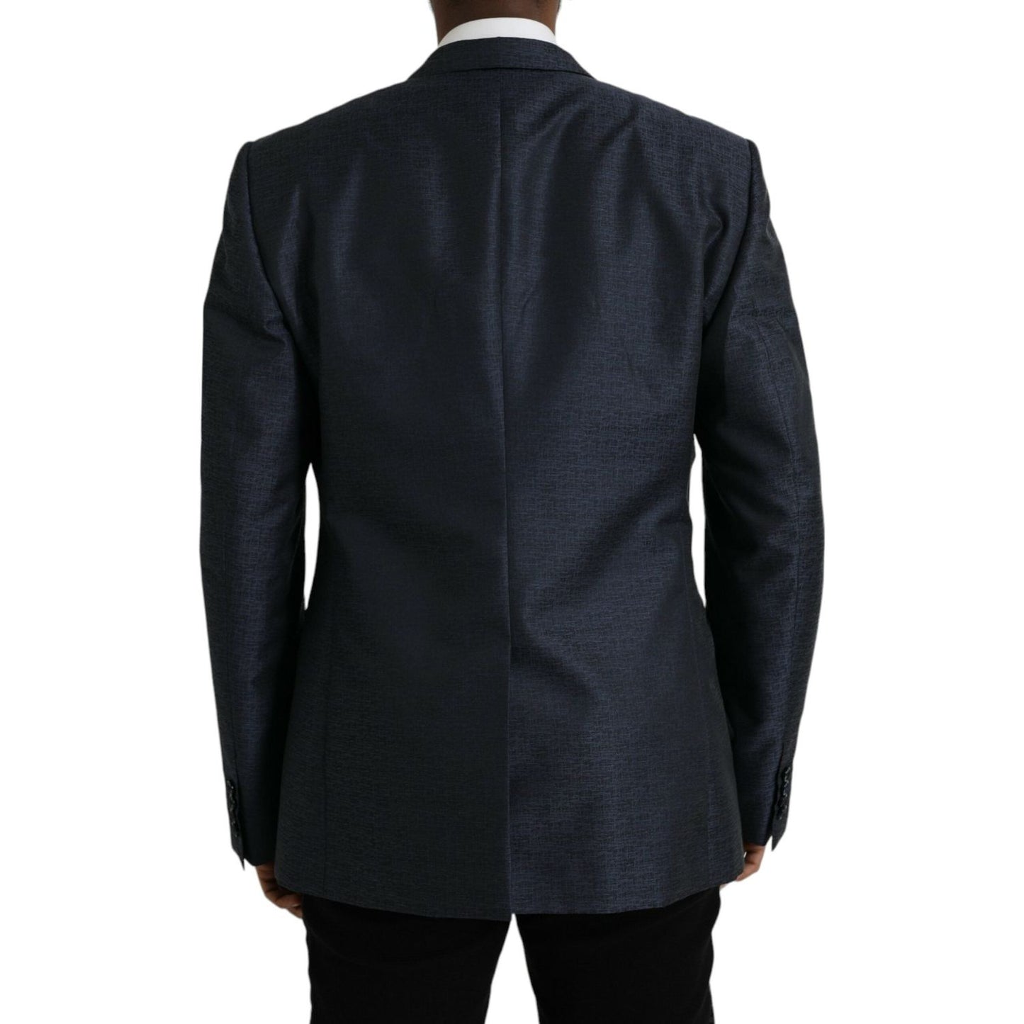 Dolce & Gabbana Blue Wool GOLD Single Breasted Coat Blazer Dolce & Gabbana Black