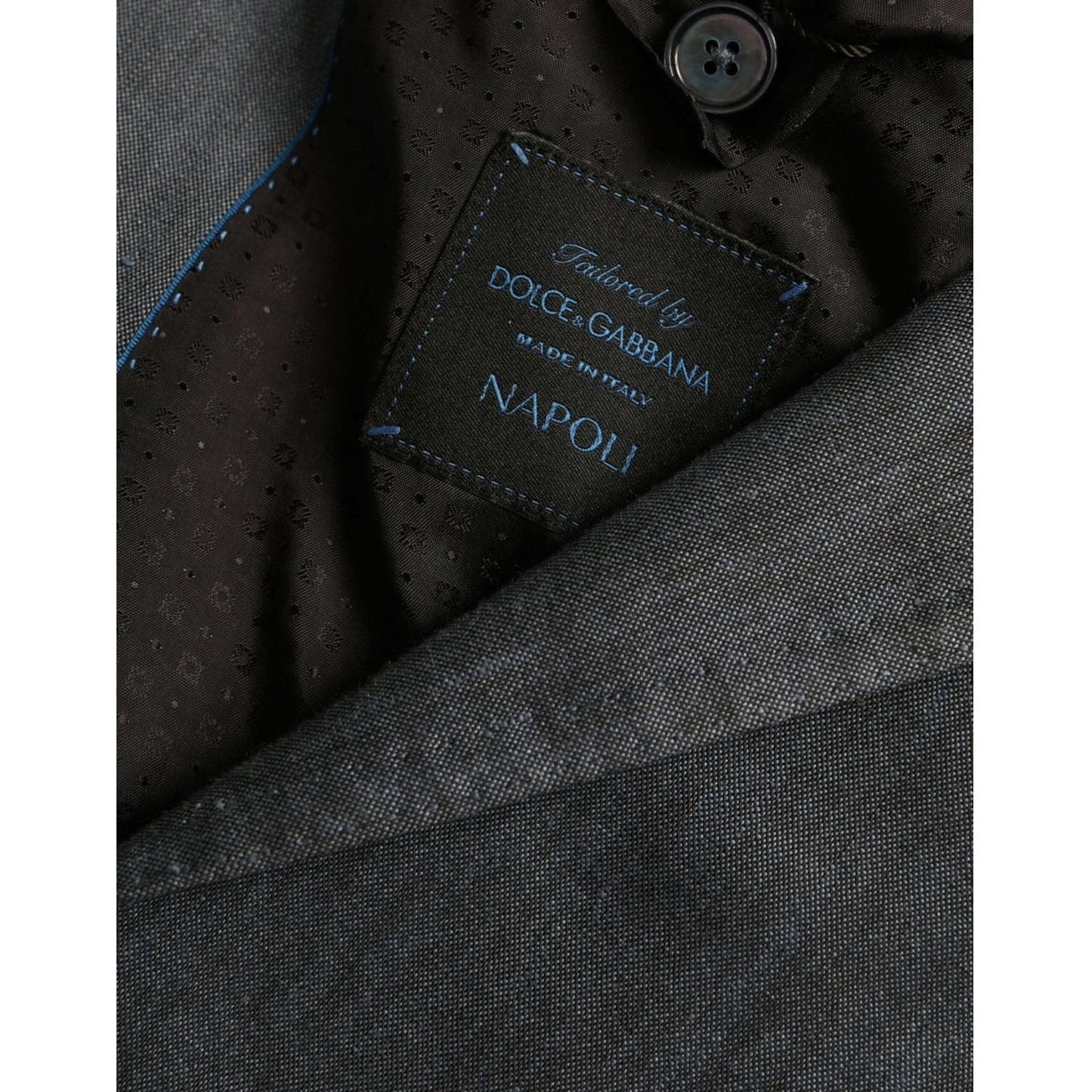 Dolce & Gabbana Blue Linen NAPOLI Single Breasted Coat Blazer Dolce & Gabbana Black